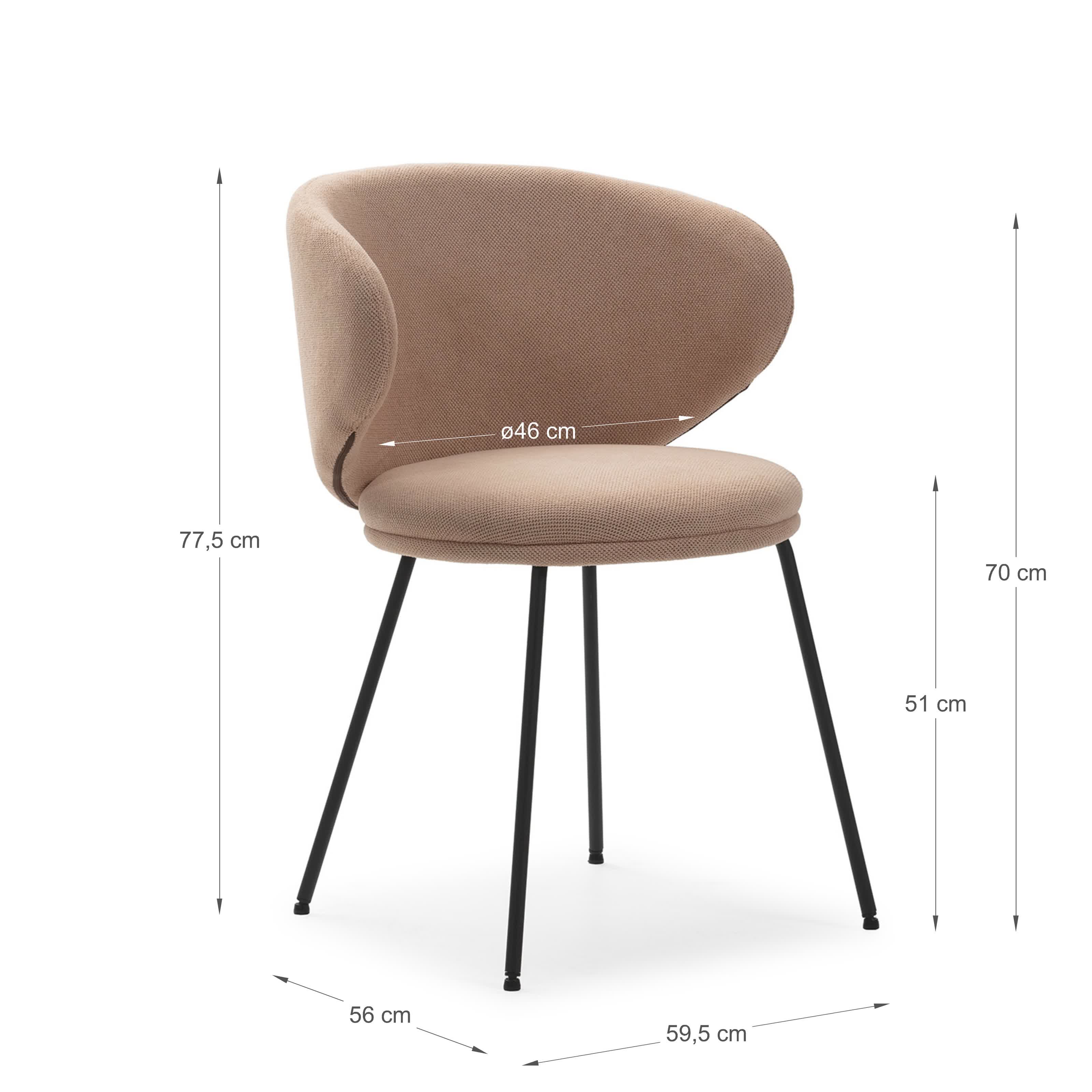 Set di 2 sedie in tessuto con gambe in metallo nero Lea 59x56 h77 cm