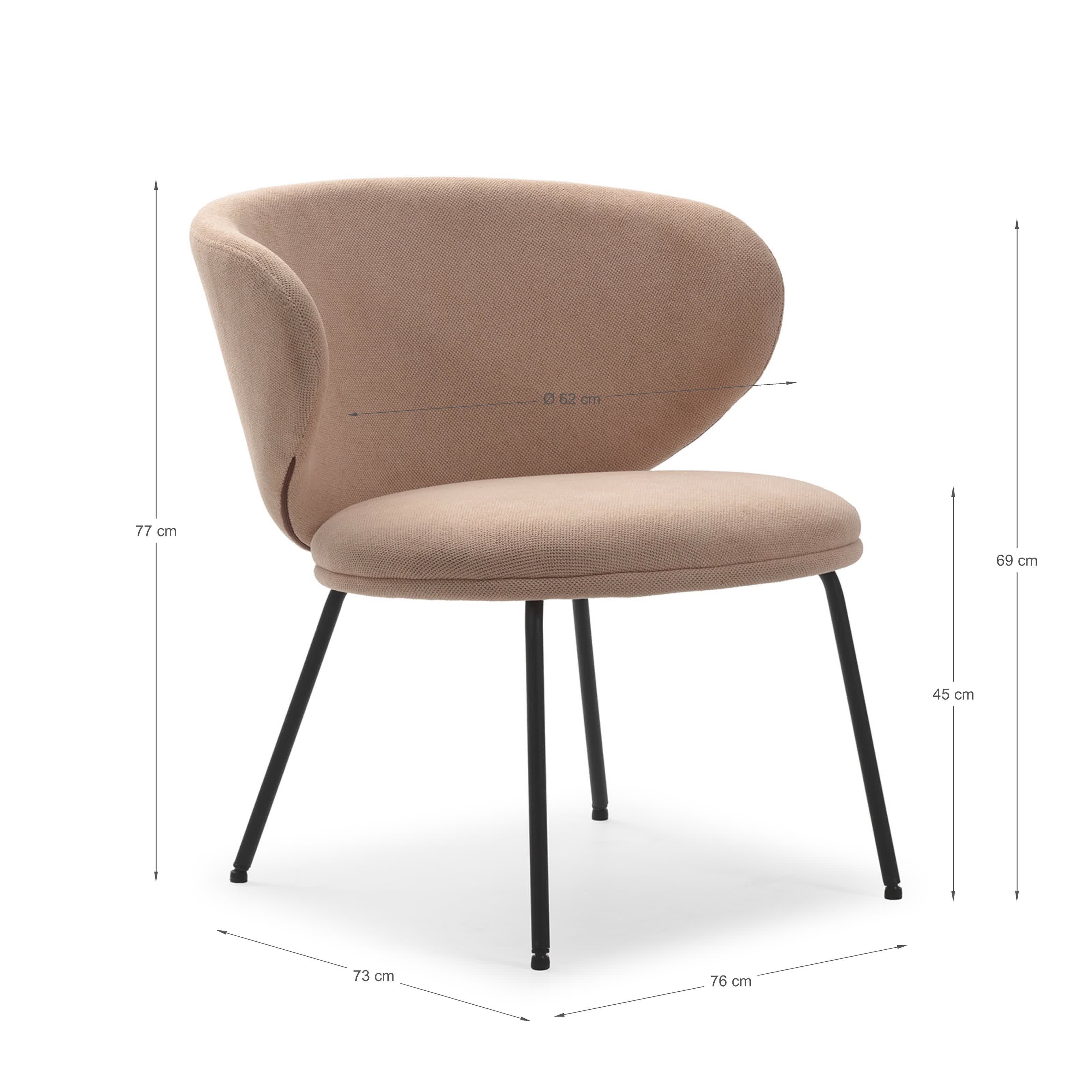 Sedia Lounge con gambe in metallo Raffaella 76x73 h77 cm