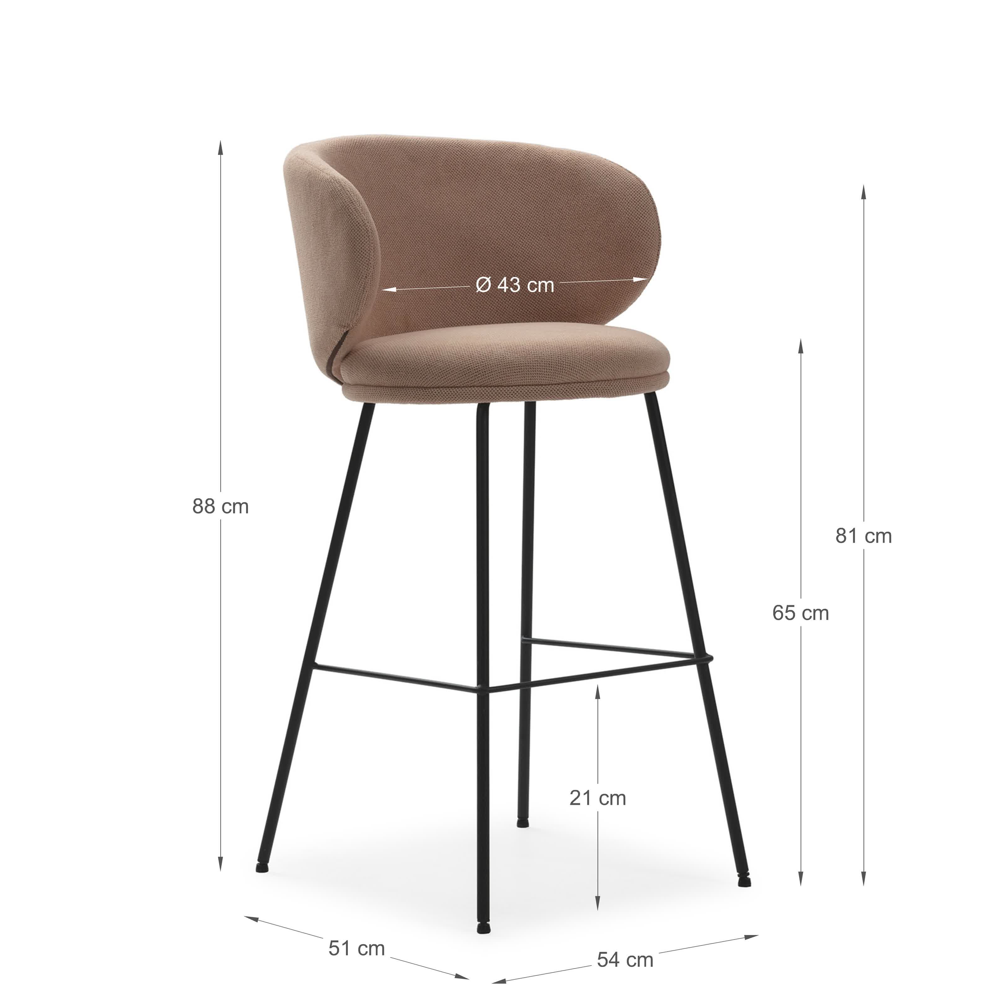 Set di 2 sgabelli in tessuto con gambe lunghe in metallo Raisa 54x51 h88 cm