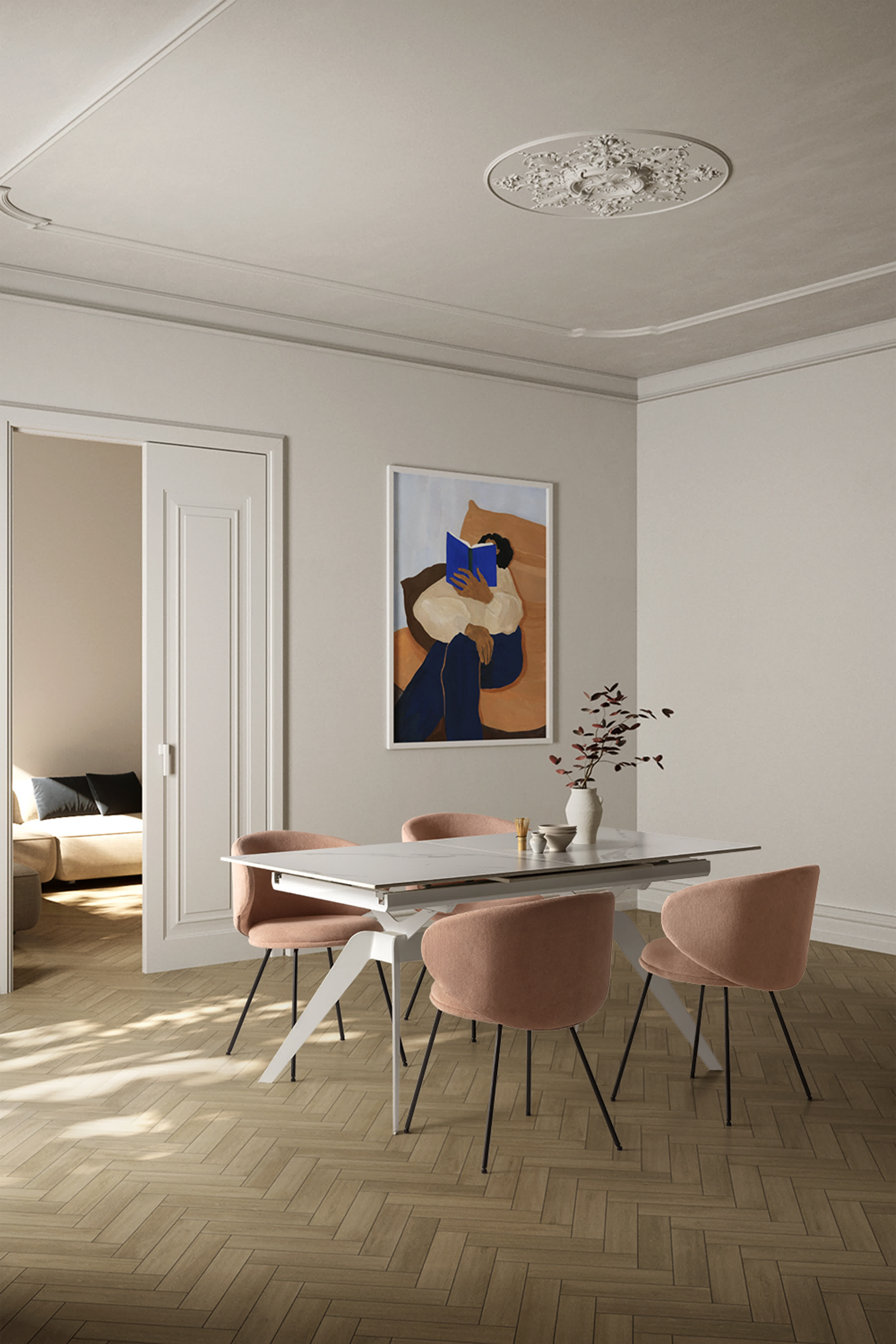 Set di 2 sedie in tessuto con gambe in metallo nero Lea 59x56 h77 cm