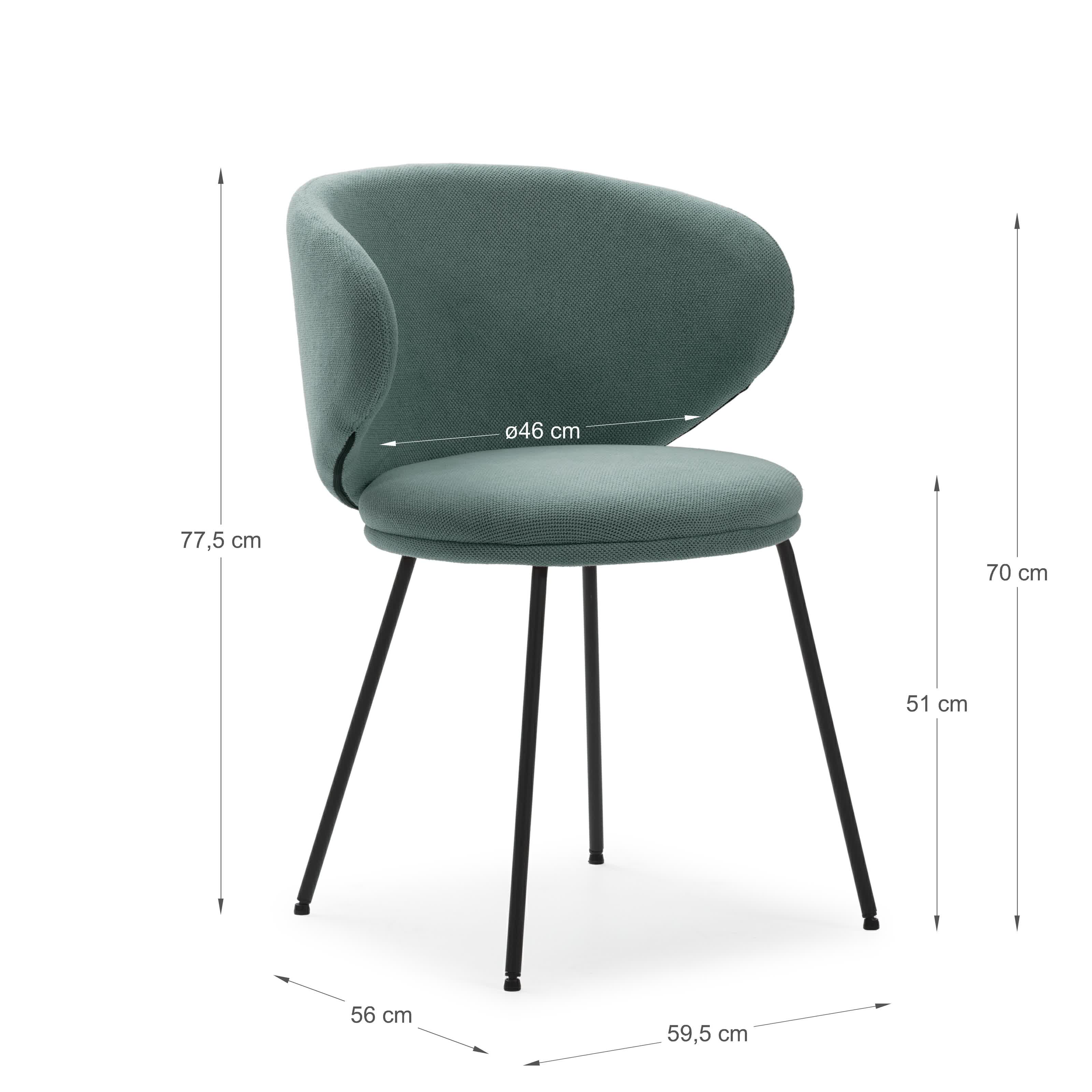 Set di 2 sedie in tessuto con gambe in metallo nero Lea 59x56 h77 cm