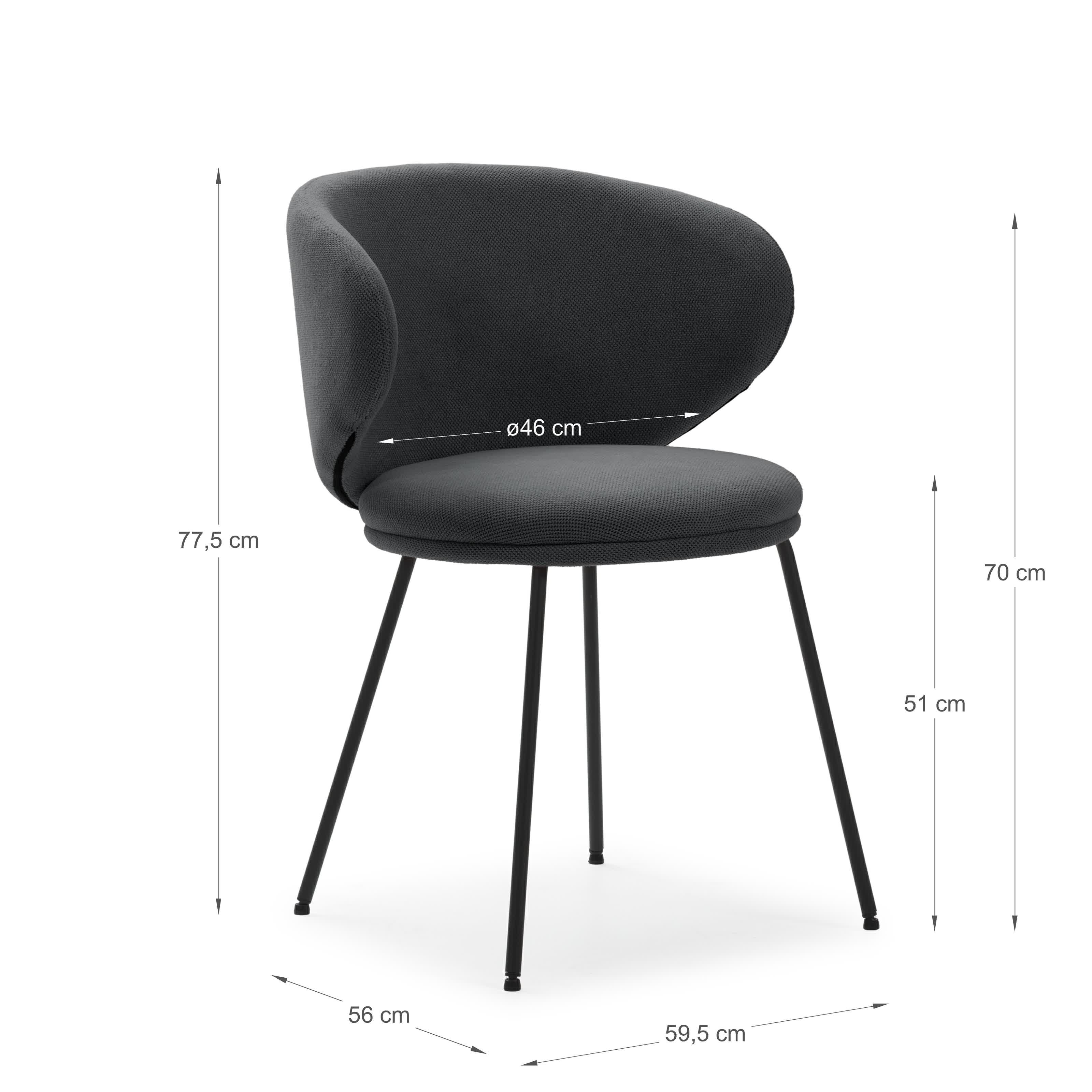 Set di 2 sedie in tessuto con gambe in metallo nero Lea 59x56 h77 cm