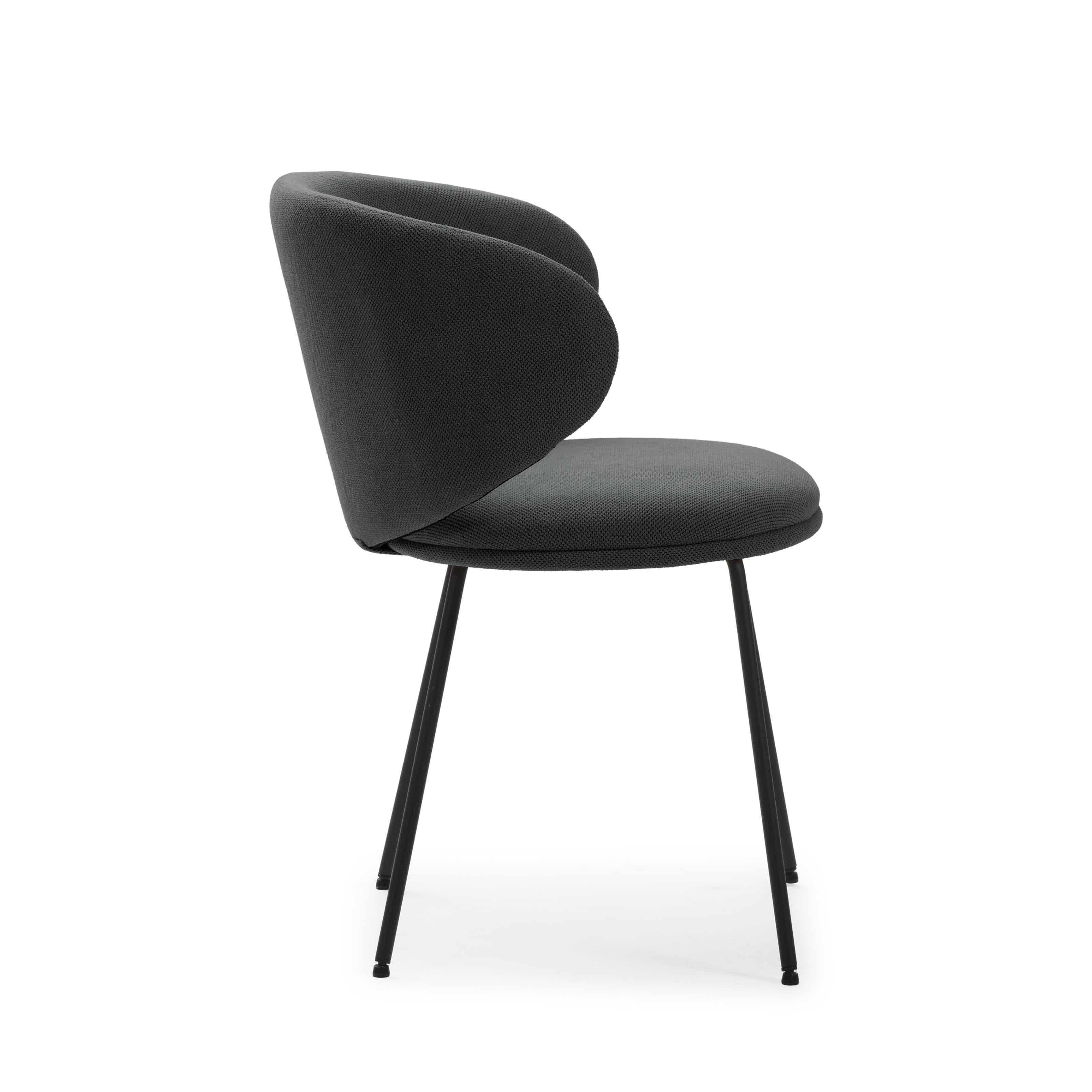 Set di 2 sedie in tessuto con gambe in metallo nero Lea 59x56 h77 cm