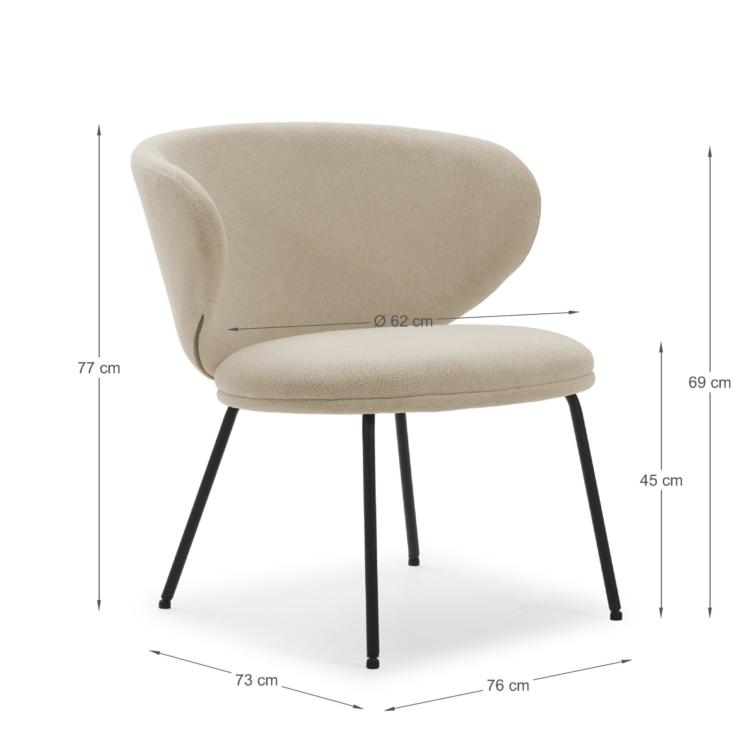 Sedia Lounge con gambe in metallo Raffaella 76x73 h77 cm