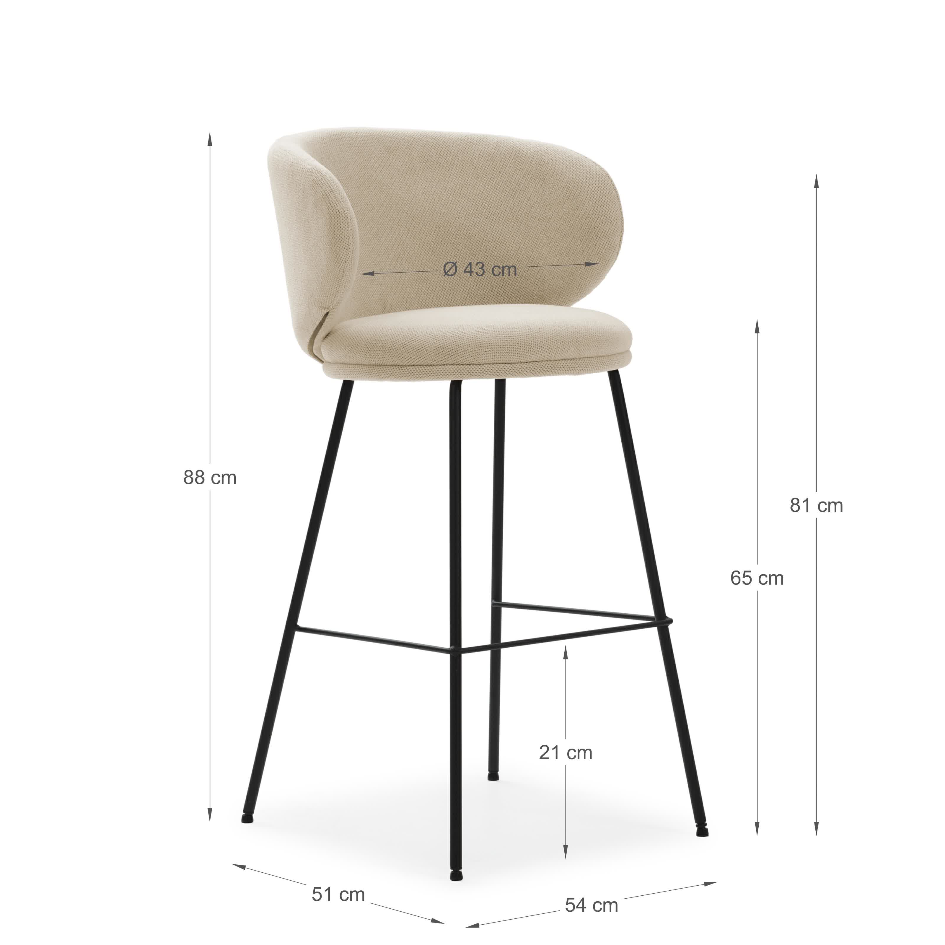 Set di 2 sgabelli in tessuto con gambe lunghe in metallo Raisa 54x51 h88 cm