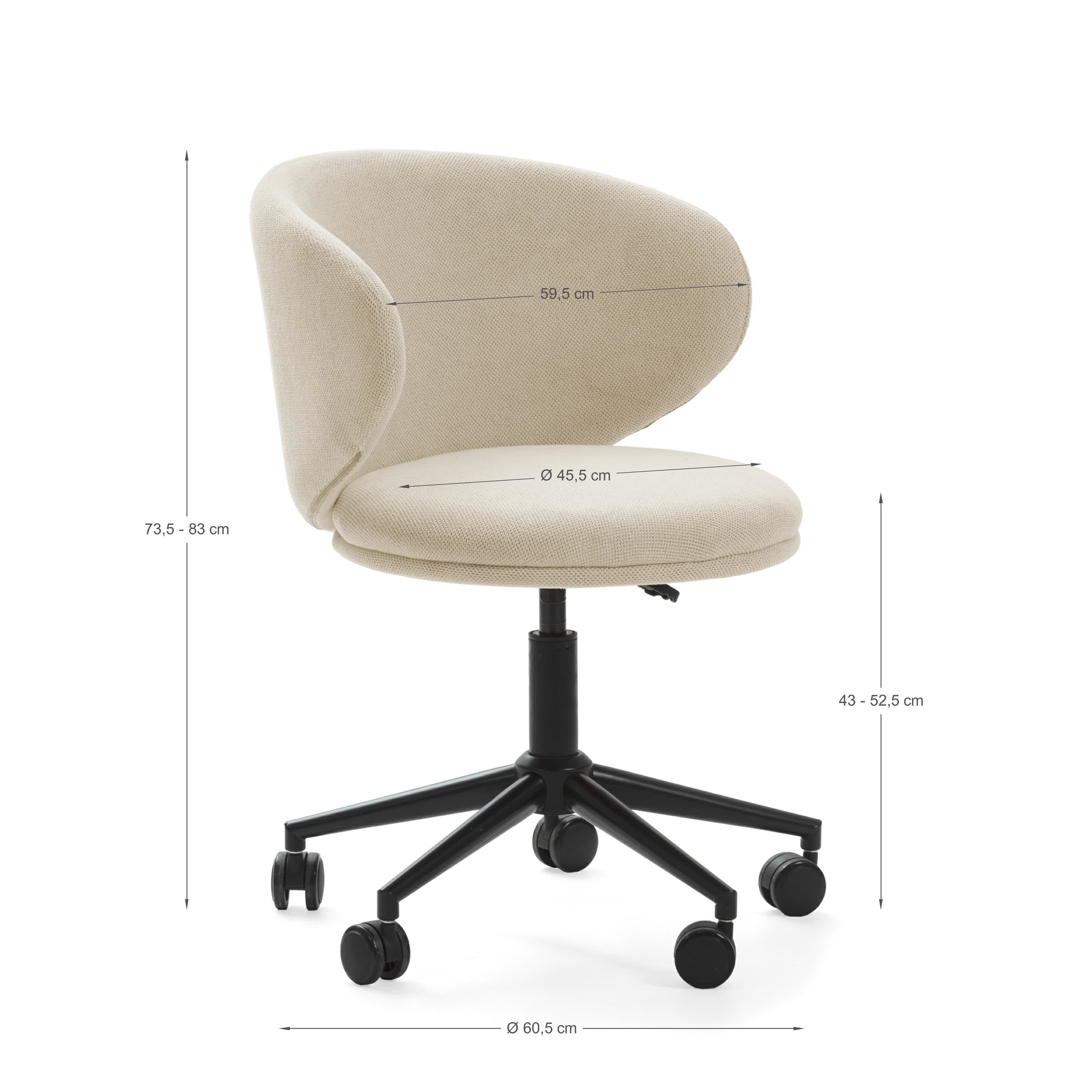 Sedia con base girevole e gambe in metallo rivestite nere Sofia 60x60 h73/83 cm