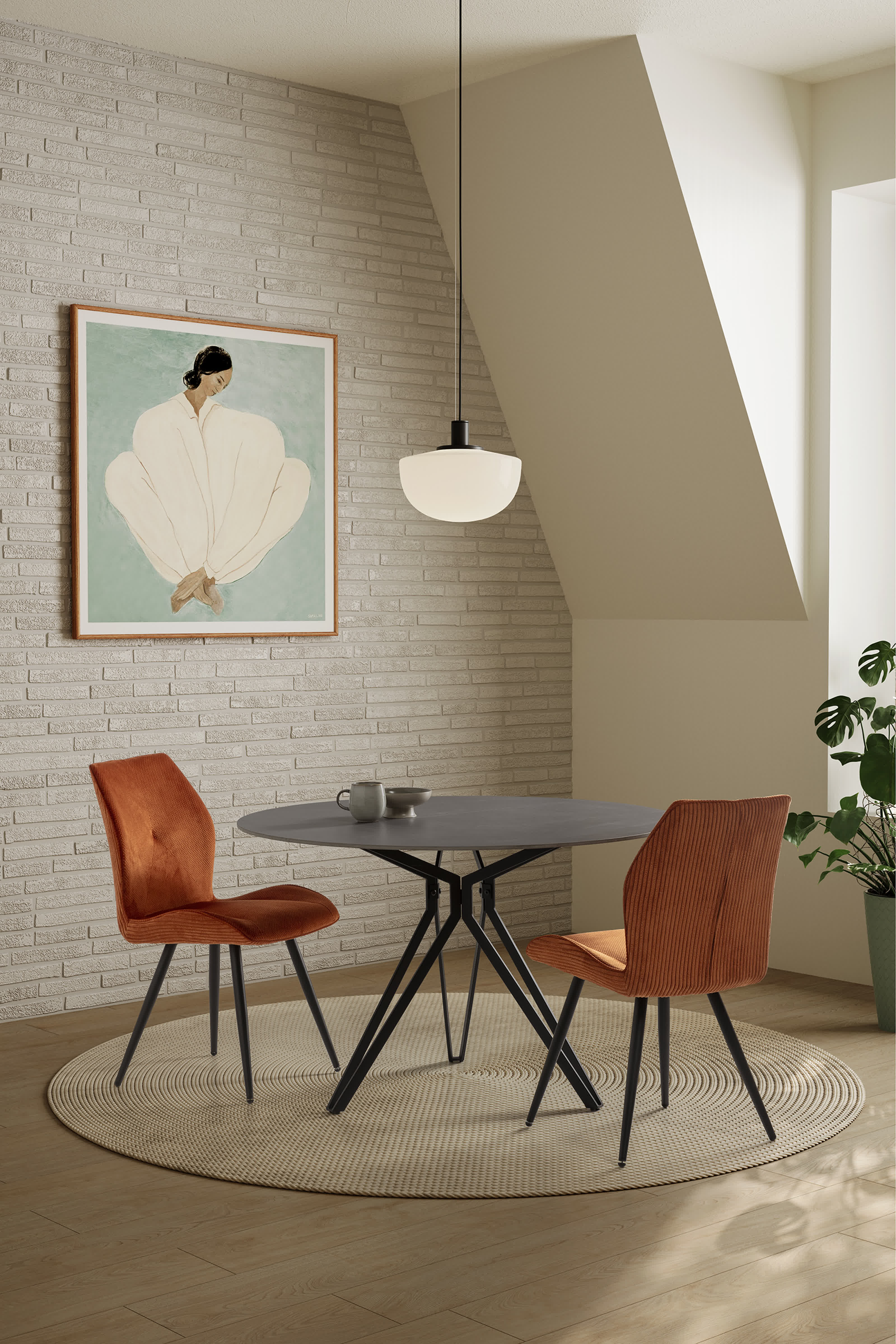 Tavolo tondo per 4 persone in pietra Aina 120x76 cm