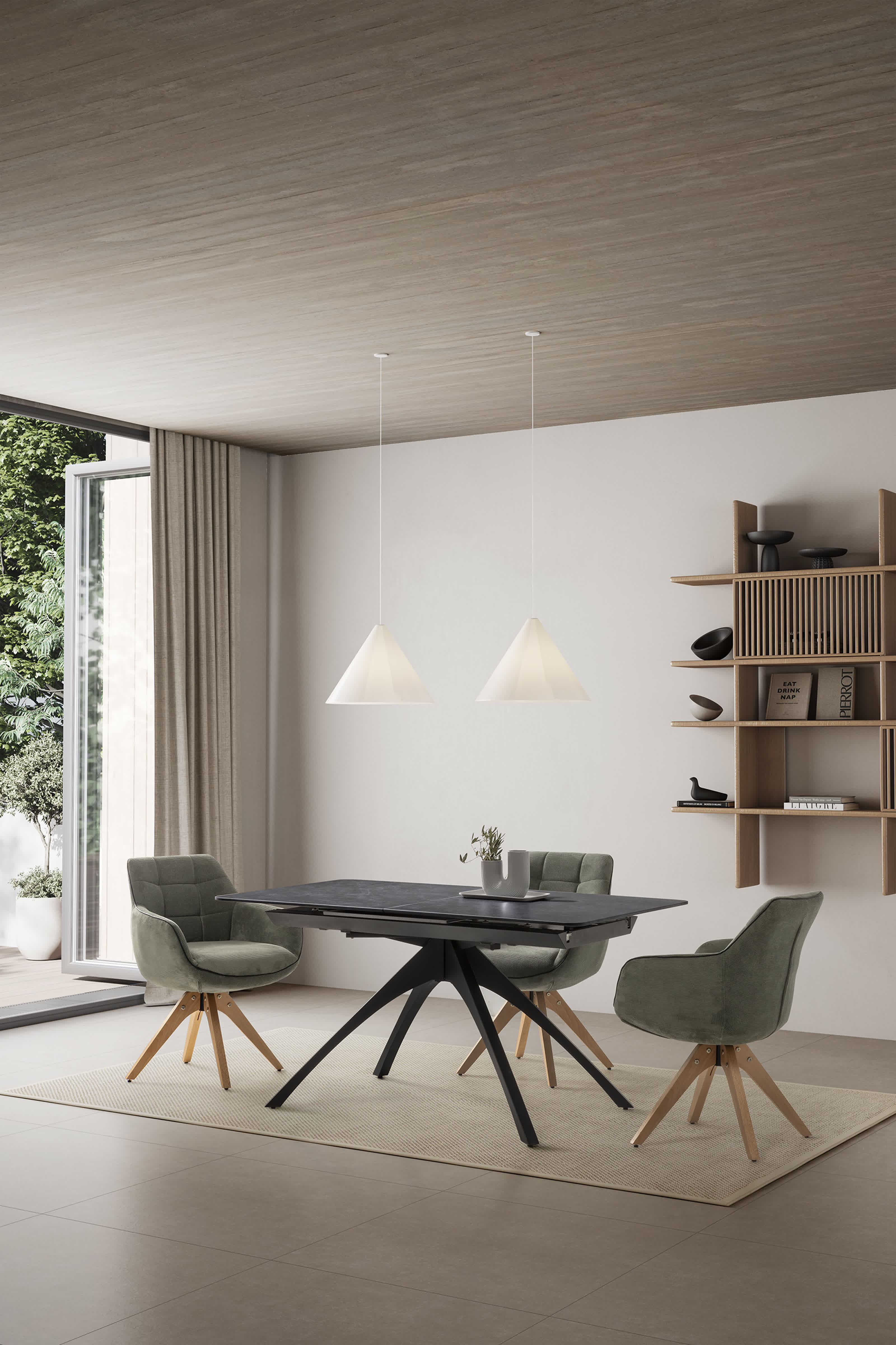 Tavolo allungabile da 4/8 persone in pietra nero Becca 150/200x76 cm