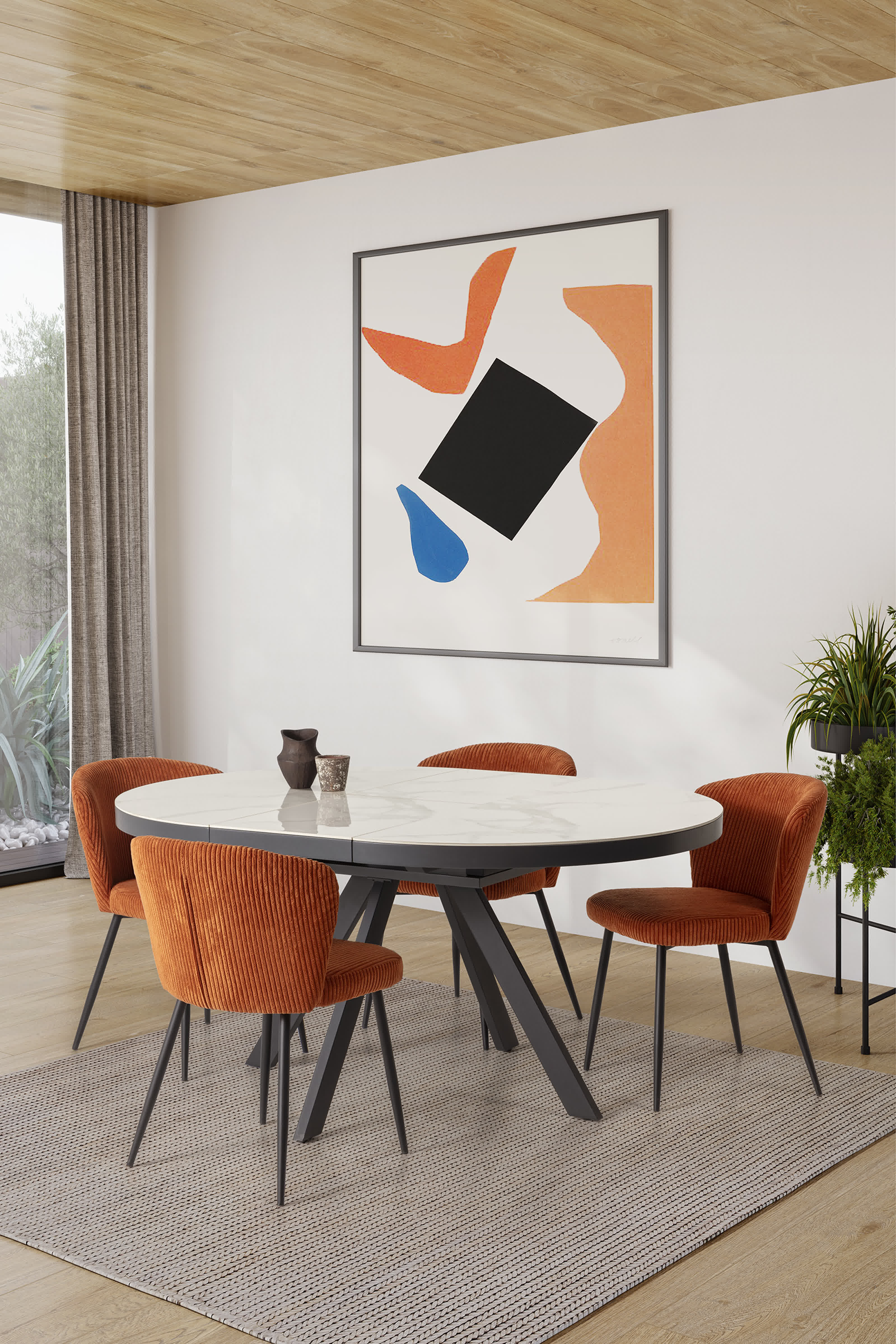 Set di 4 sedie in velluto e gambe in metallo Megan 47x58 cm h78 cm