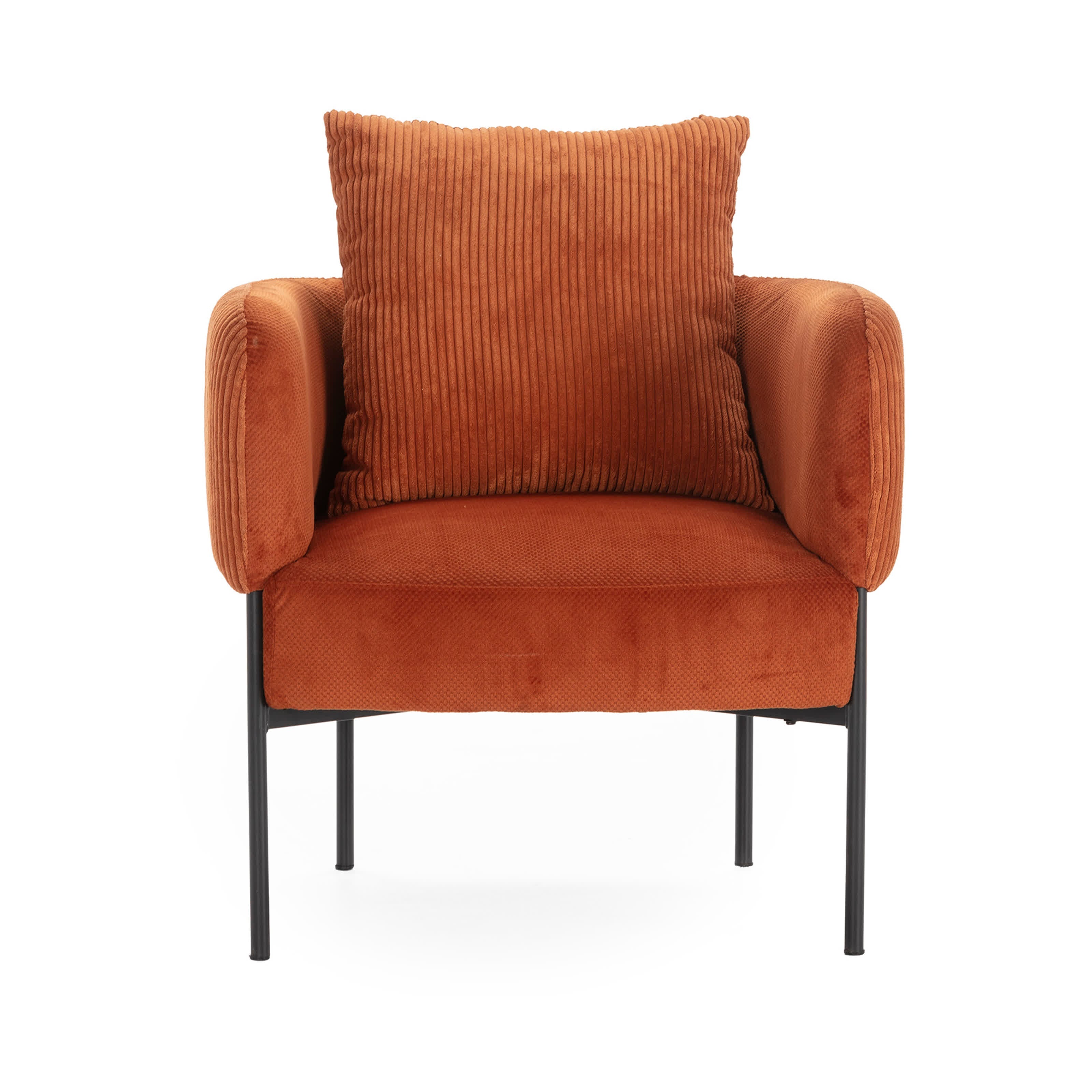 Poltrona in velluto a coste con gambe in metallo Arno 70x61 h72 cm