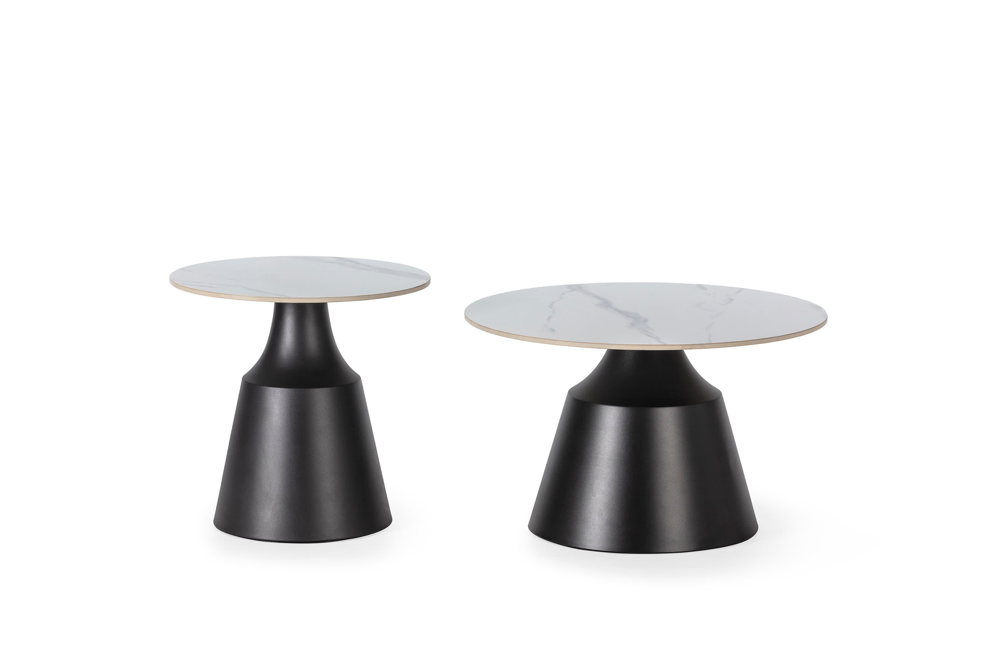 Set di 2 tavolini in pietra bianca Riley 70/50 x 42.5/48.5 cm