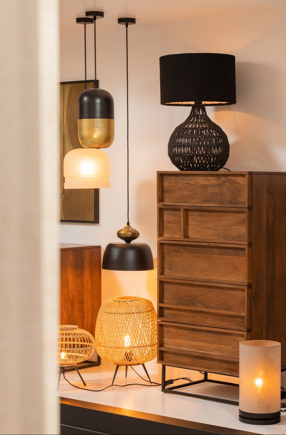 Lampada a sospensione in ottone metallo nero Linne 34x31 cm