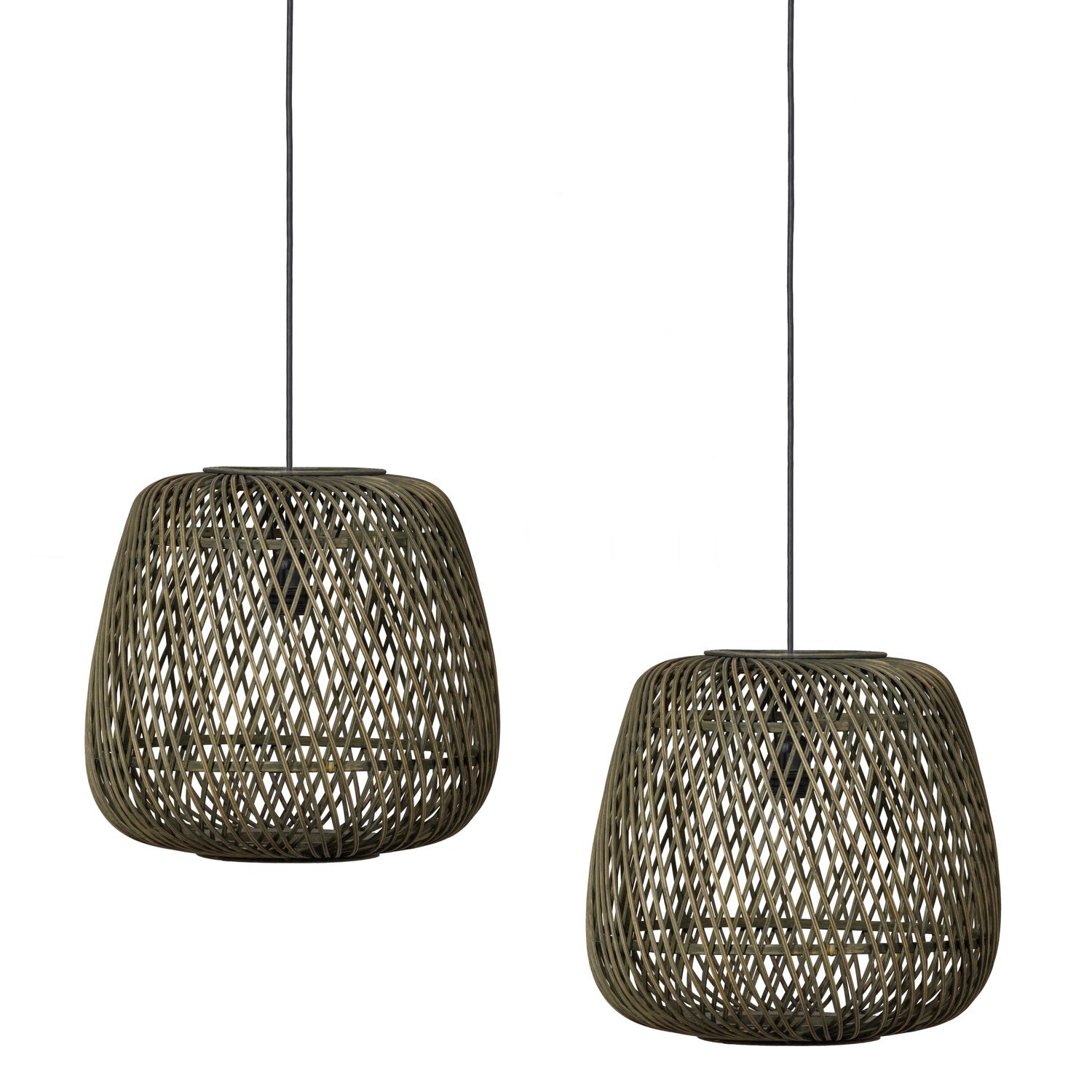 Lampe à suspension en bambou vert Moza 36x36cm