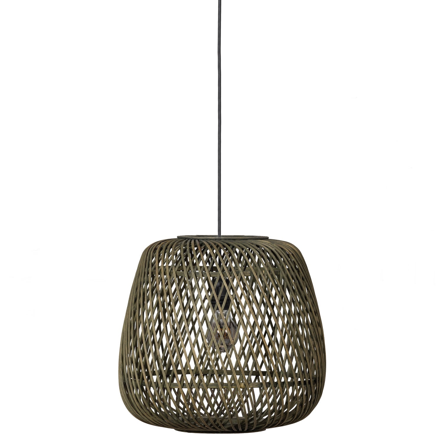 Lampe à suspension en bambou vert Moza 36x36cm