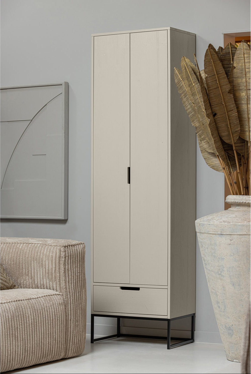 Credenza 2 ante 1 cassetto in polvere di pino Silas 210x60 cm