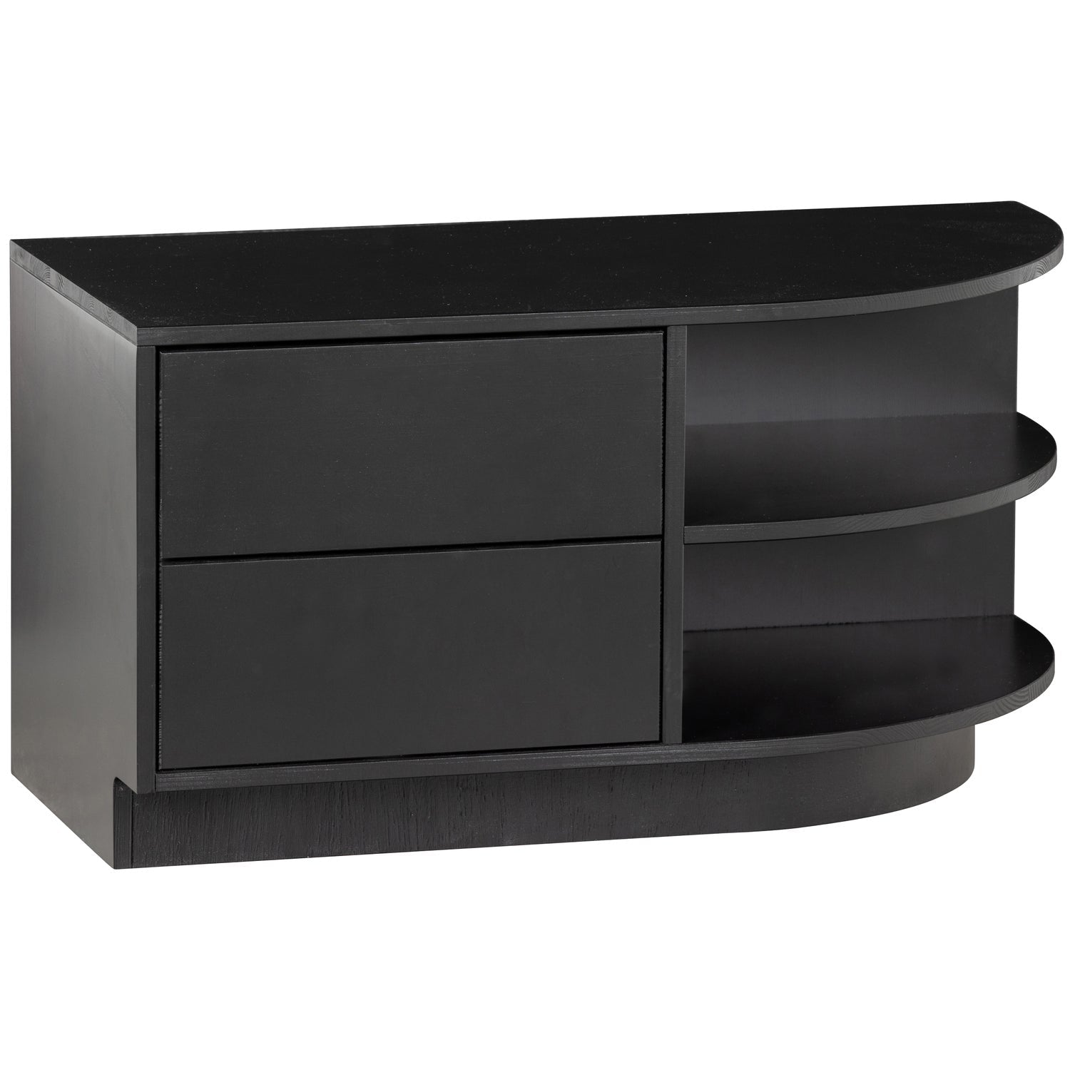 Meuble TV 2 tiroirs en bois de pin noir Finca 40x78 cm 
