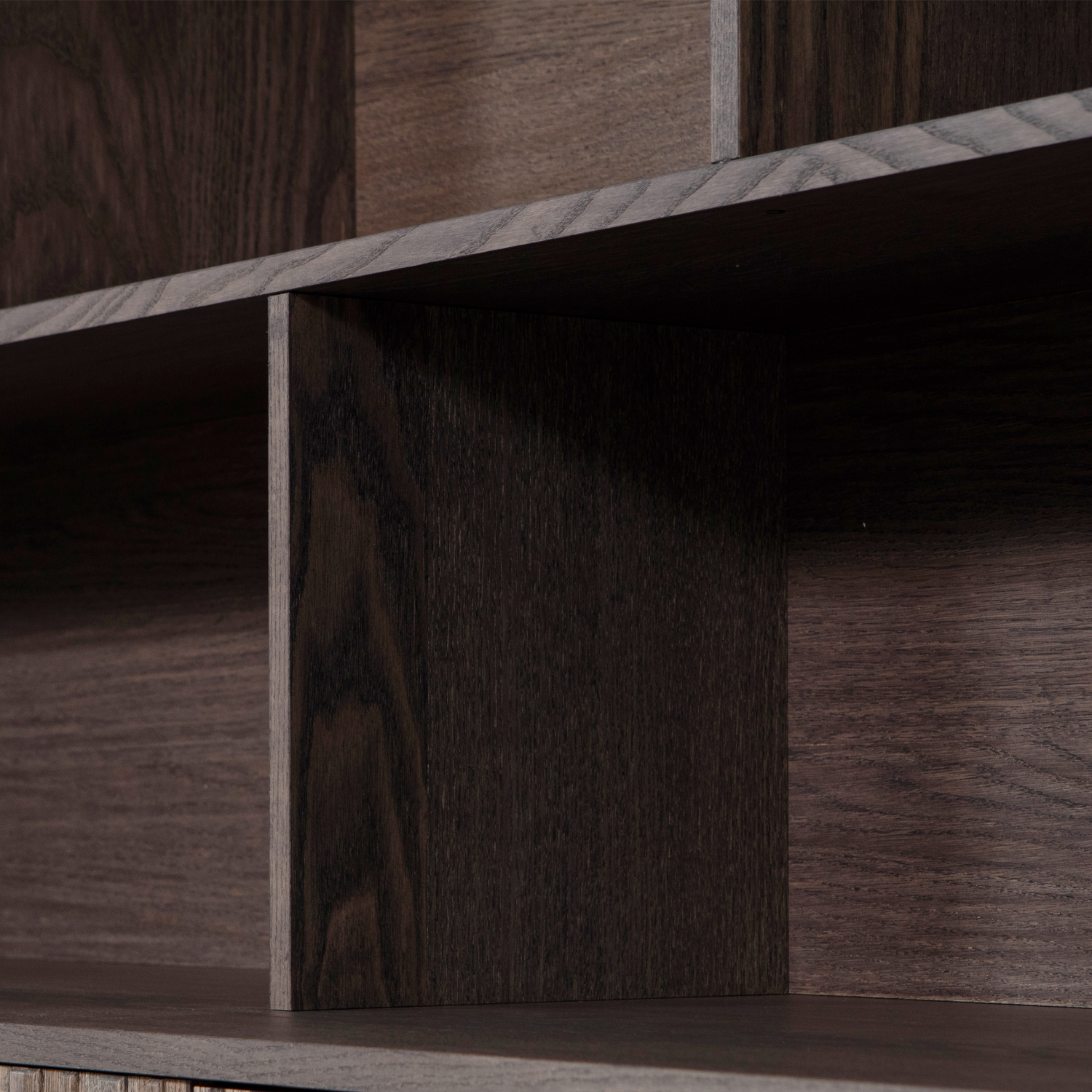 Credenza a giorno in legno di quercia New Gravure 65x200 cm