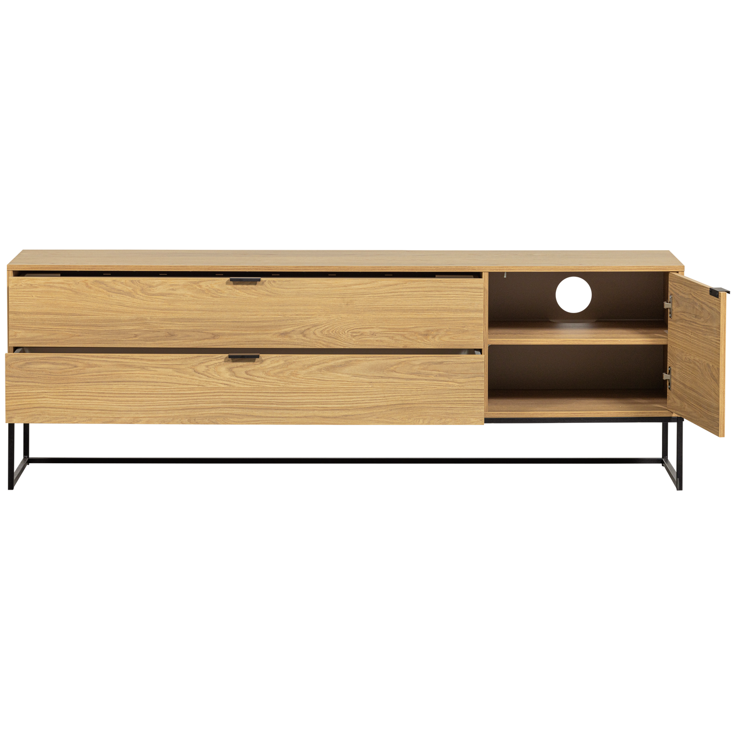 Mobile TV 1 anta 2 cassetti in legno di pino Silas 60x180 cm