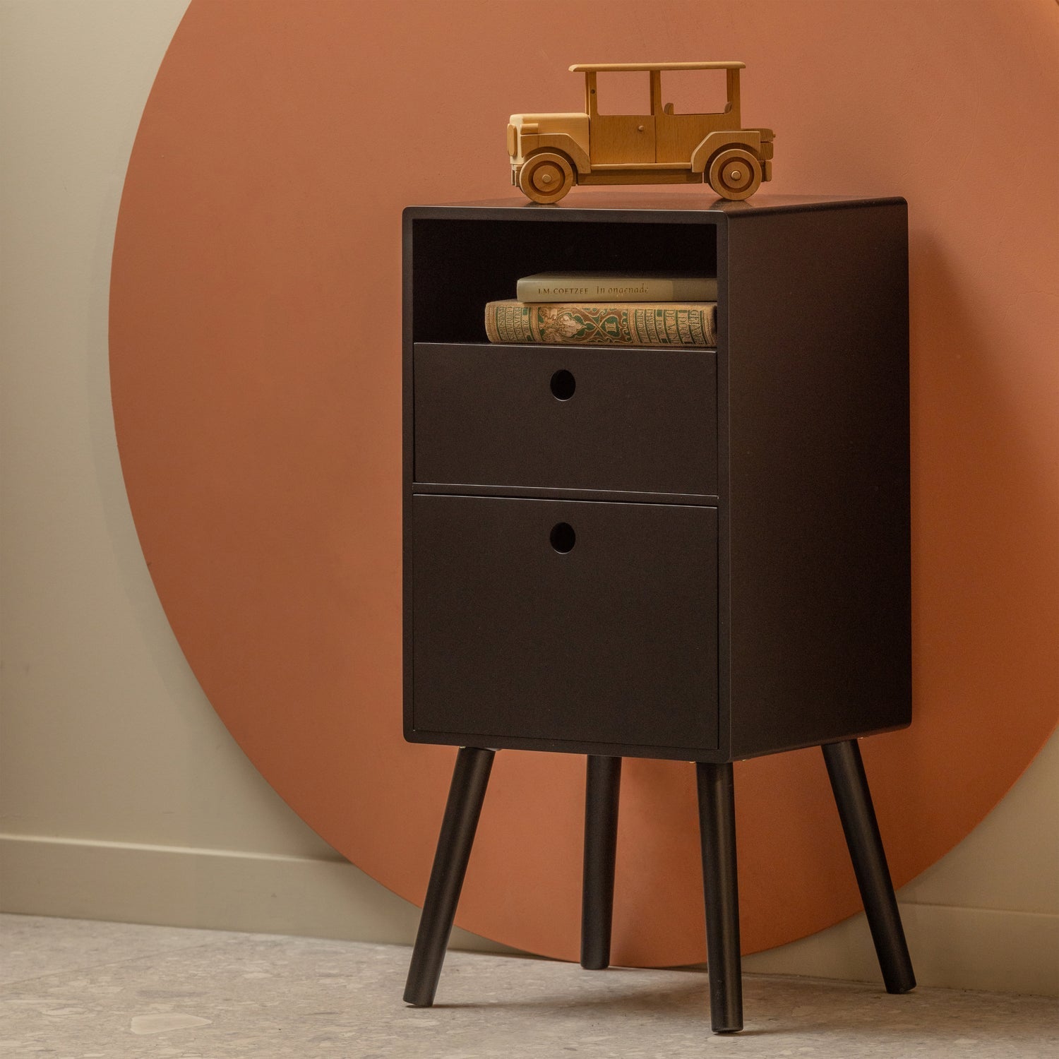 Table de chevet en bois noir Ozzy 75x36 cm