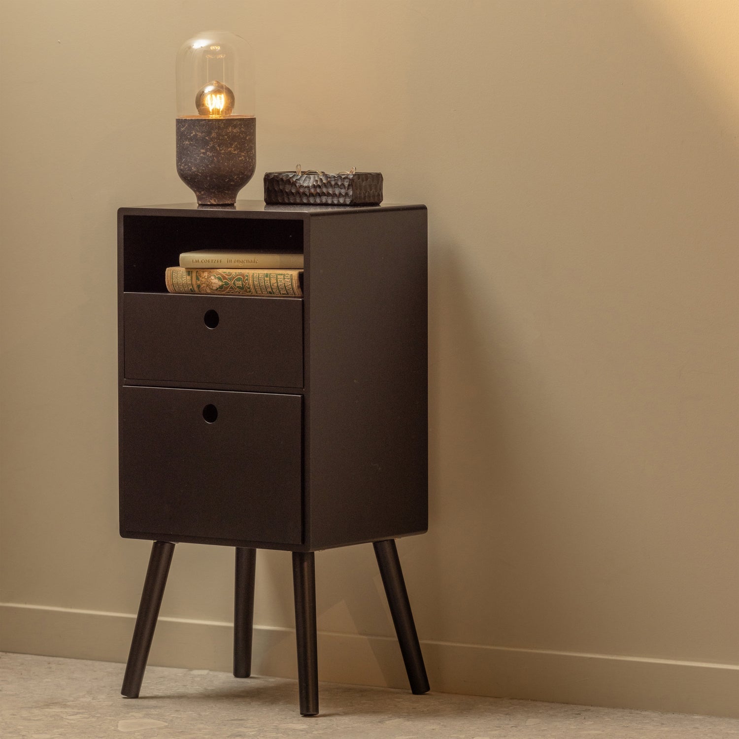 Table de chevet en bois noir Ozzy 75x36 cm