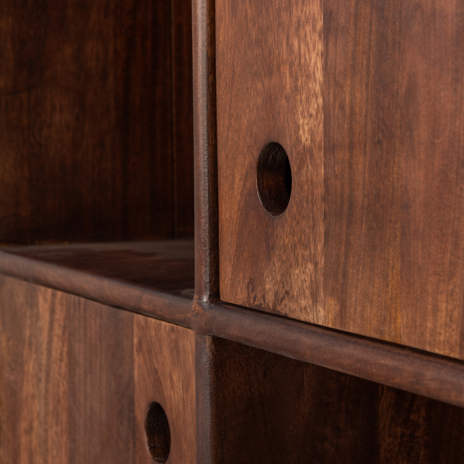 Buffet 4 portes en bois de manguier noyer Staes 210x75 cm
