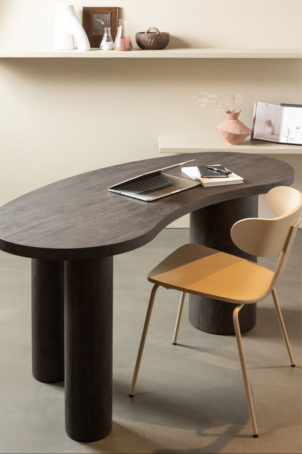 Table basse/bureau organique marron foncé Moon 75x150 cm