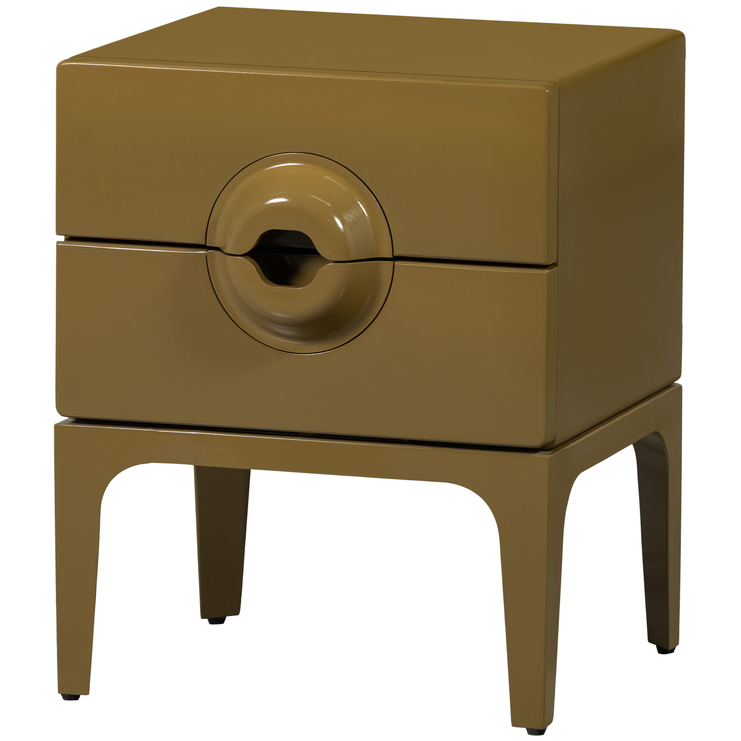 Table de chevet 2 tiroirs en bois jaune miel Merge 44x45 cm