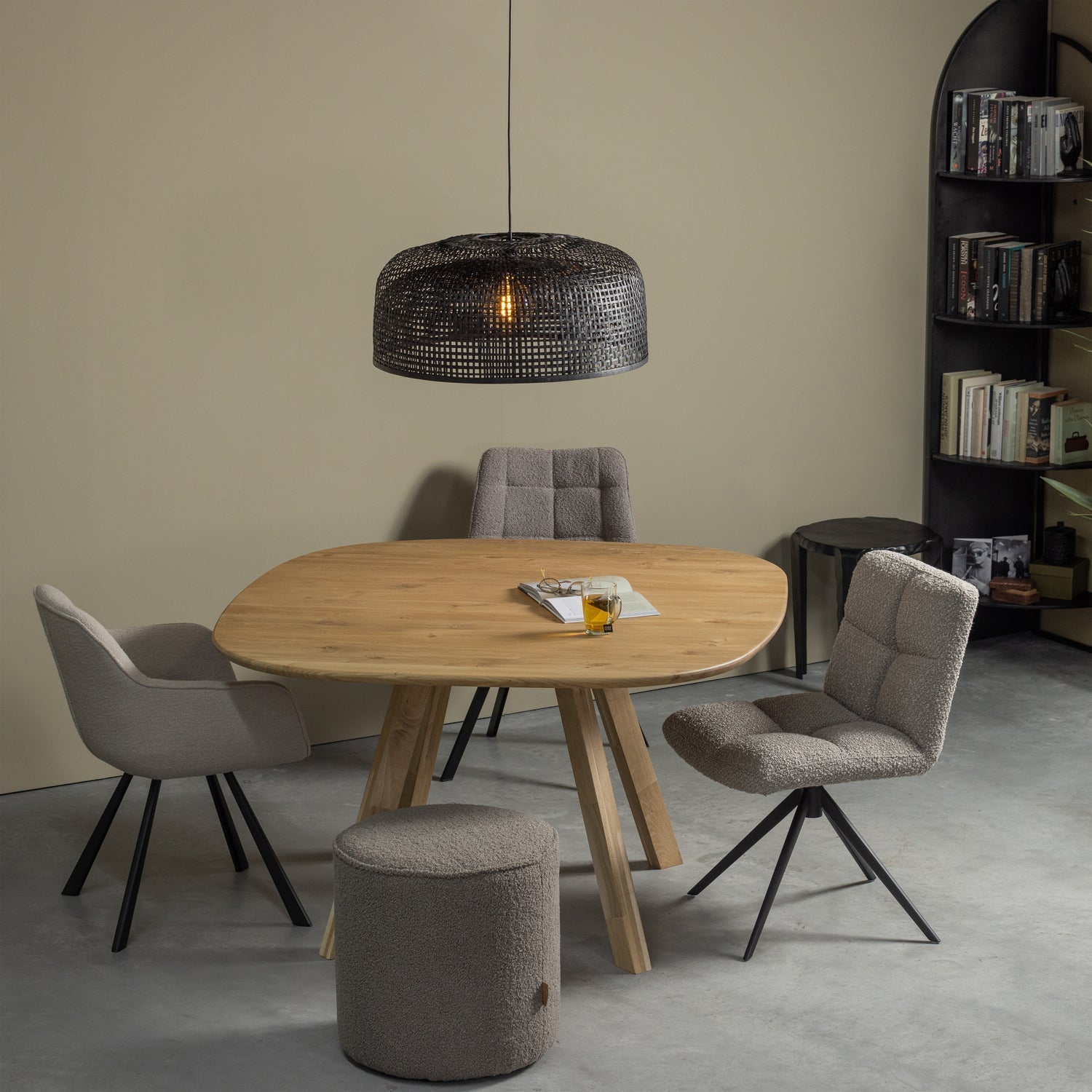 Lampada a sospensione in bambù nero Construct 30x65 cm