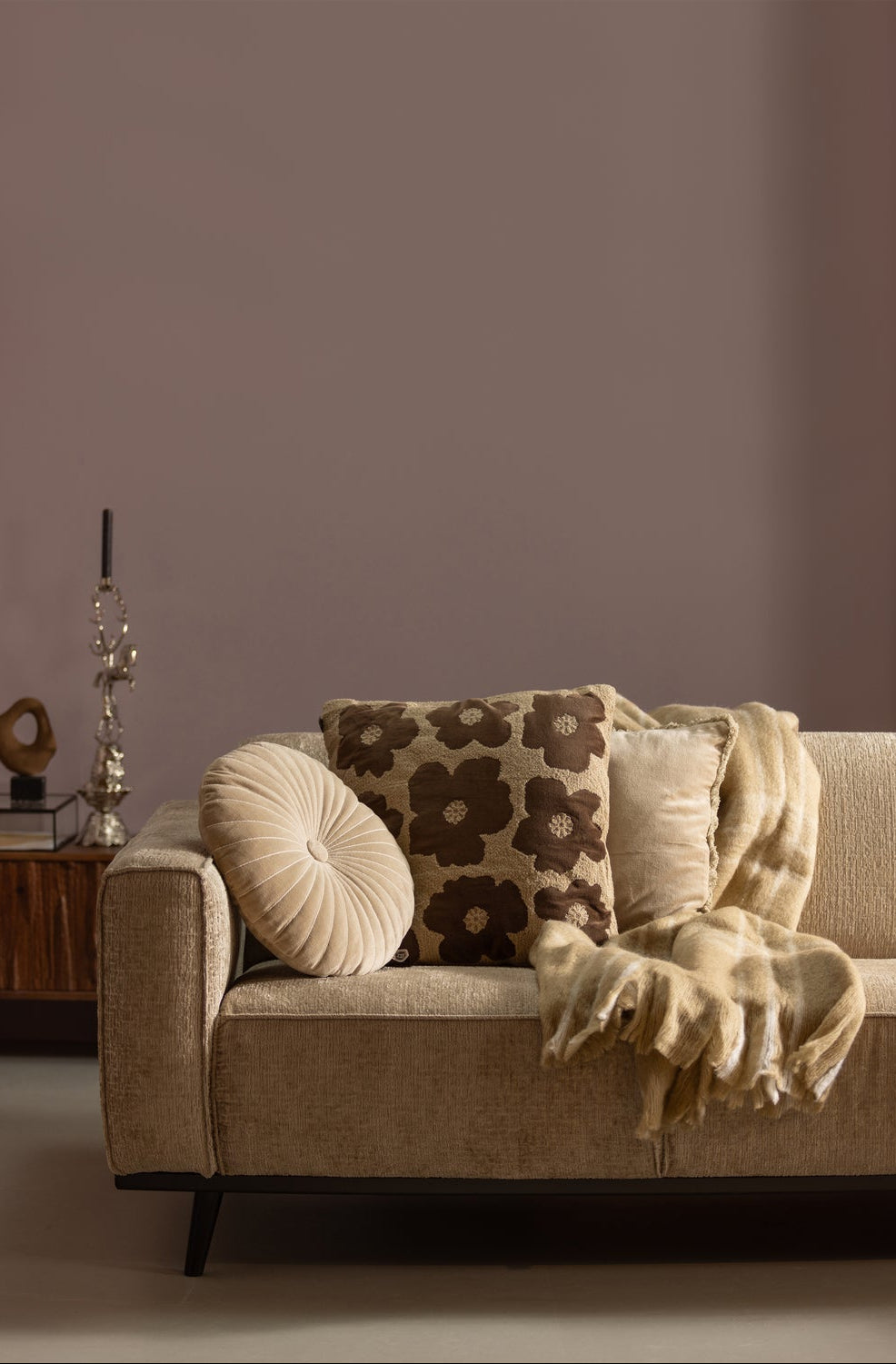 Cuscino decorativo con fiori sabbia/marrone Splendor 50x50 cm