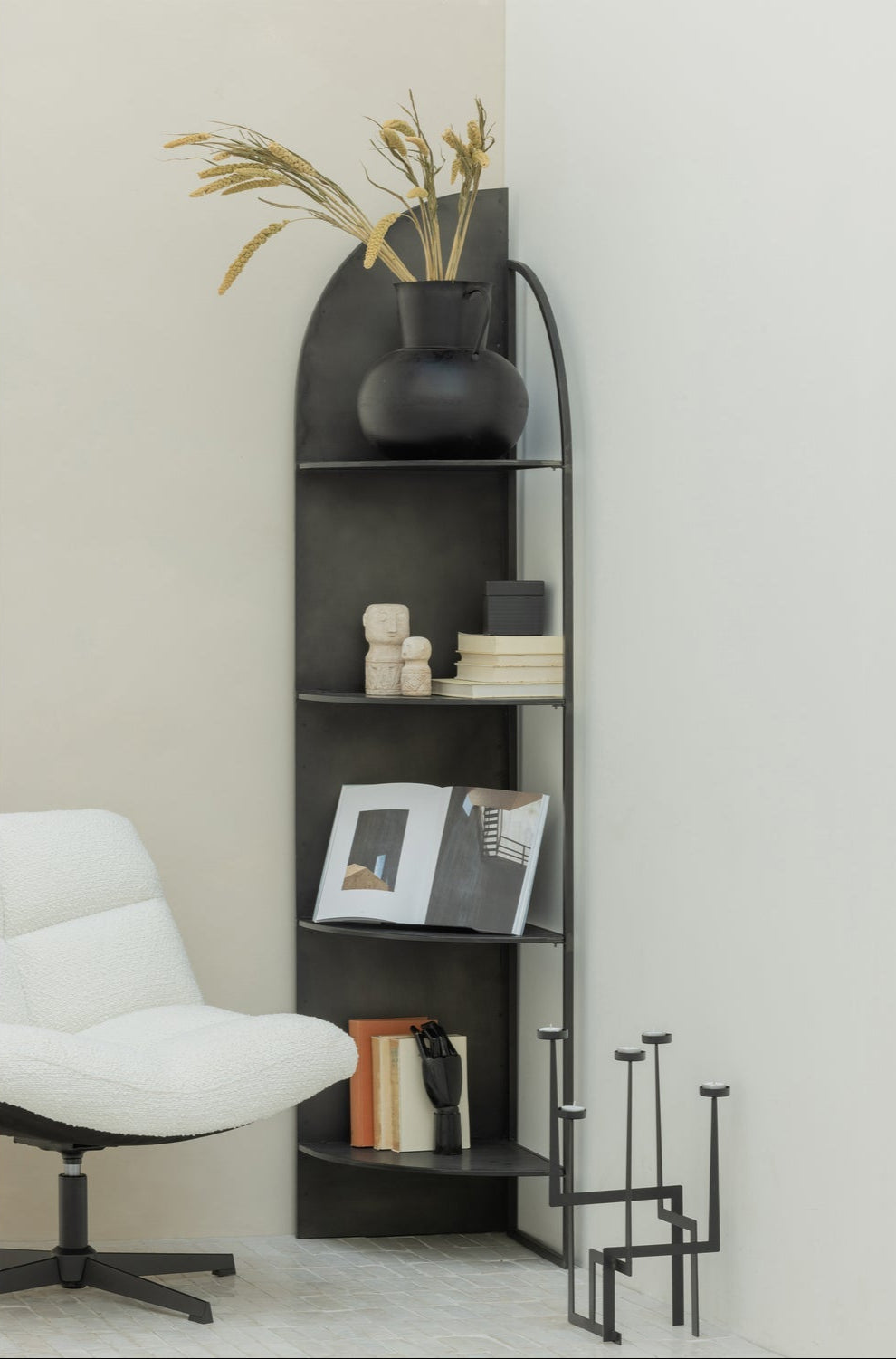 Candeliere in metallo nero opaco Dash 51x30 cm