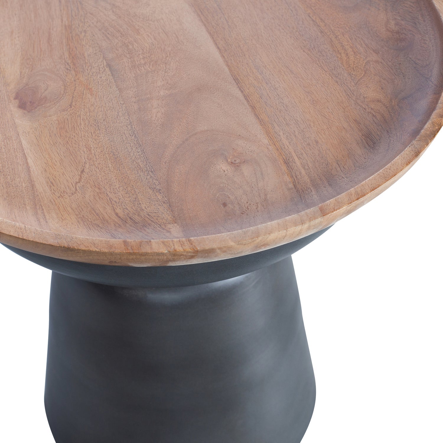 Tavolino rotondo in legno nero opaco Dana 47x48 cm