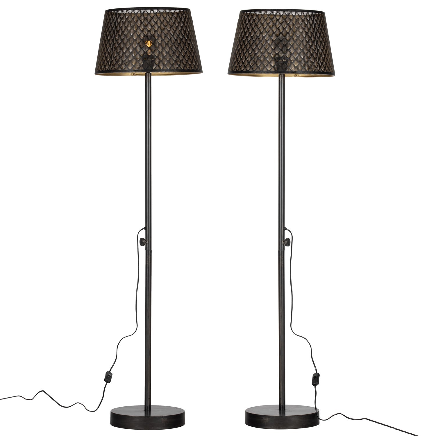 Lampada da terra in metallo nero Kars 161x42 cm