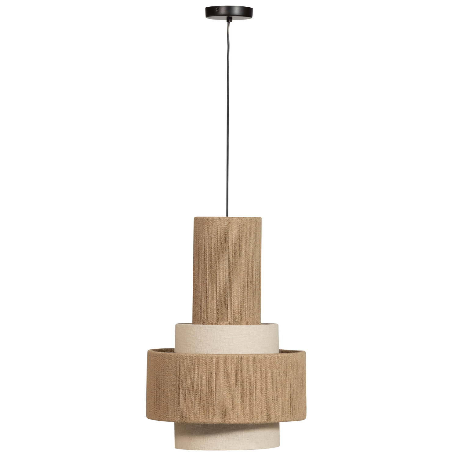 Lampada a sospensione in corda naturale Pelle 56x38 cm