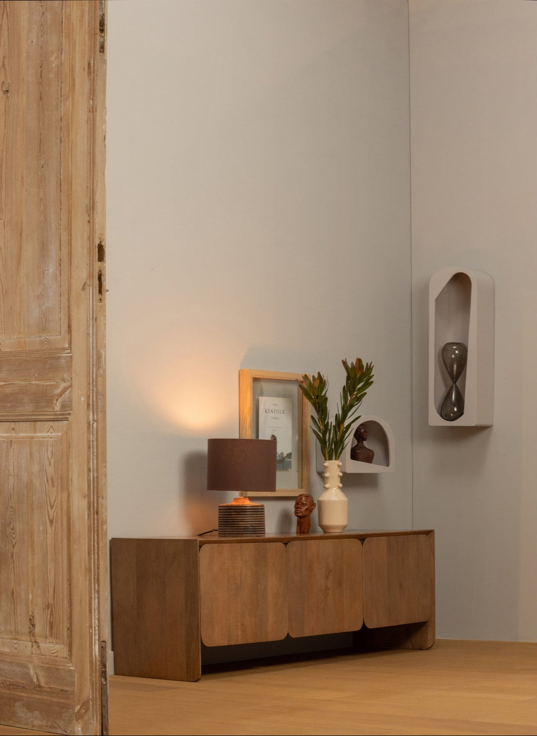 Lampe de table en bois de manguier marron chaud Menzo 35x25 cm