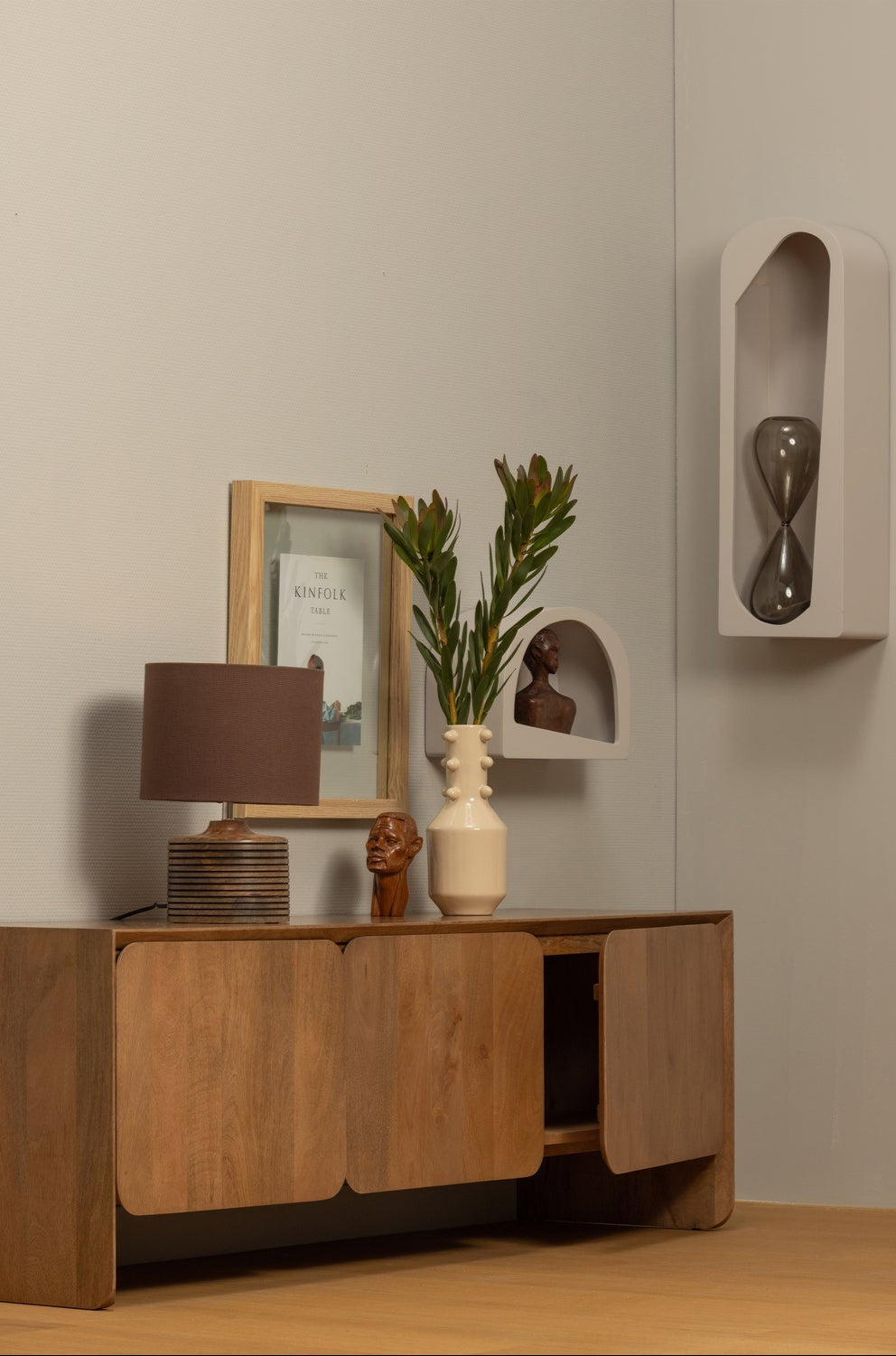 Lampe de table en bois de manguier marron chaud Menzo 35x25 cm
