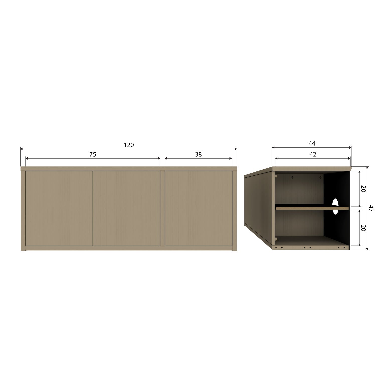 Meuble TV en bois de pin Turner 47x120 cm