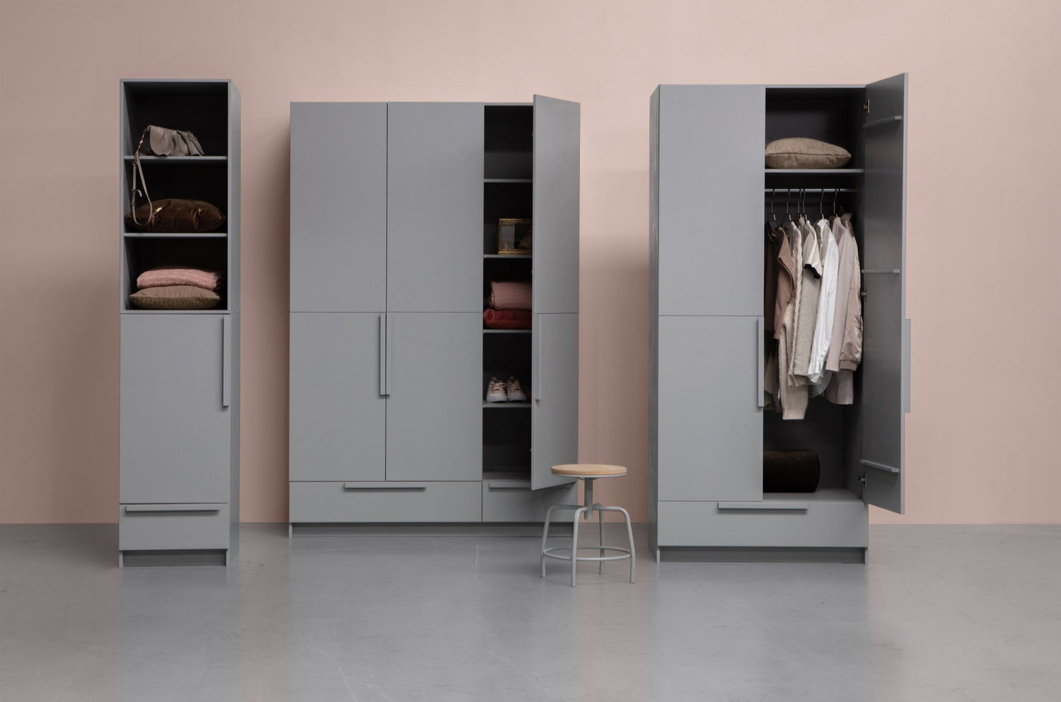 Credenza 1 anta 1 cassetto grigio cemento Pure 215x48 cm