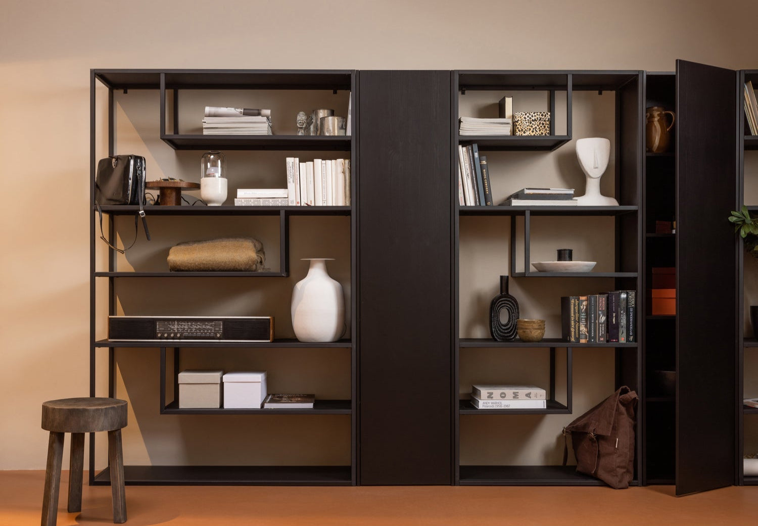 Libreria a giorno in metallo nero opaco Teun