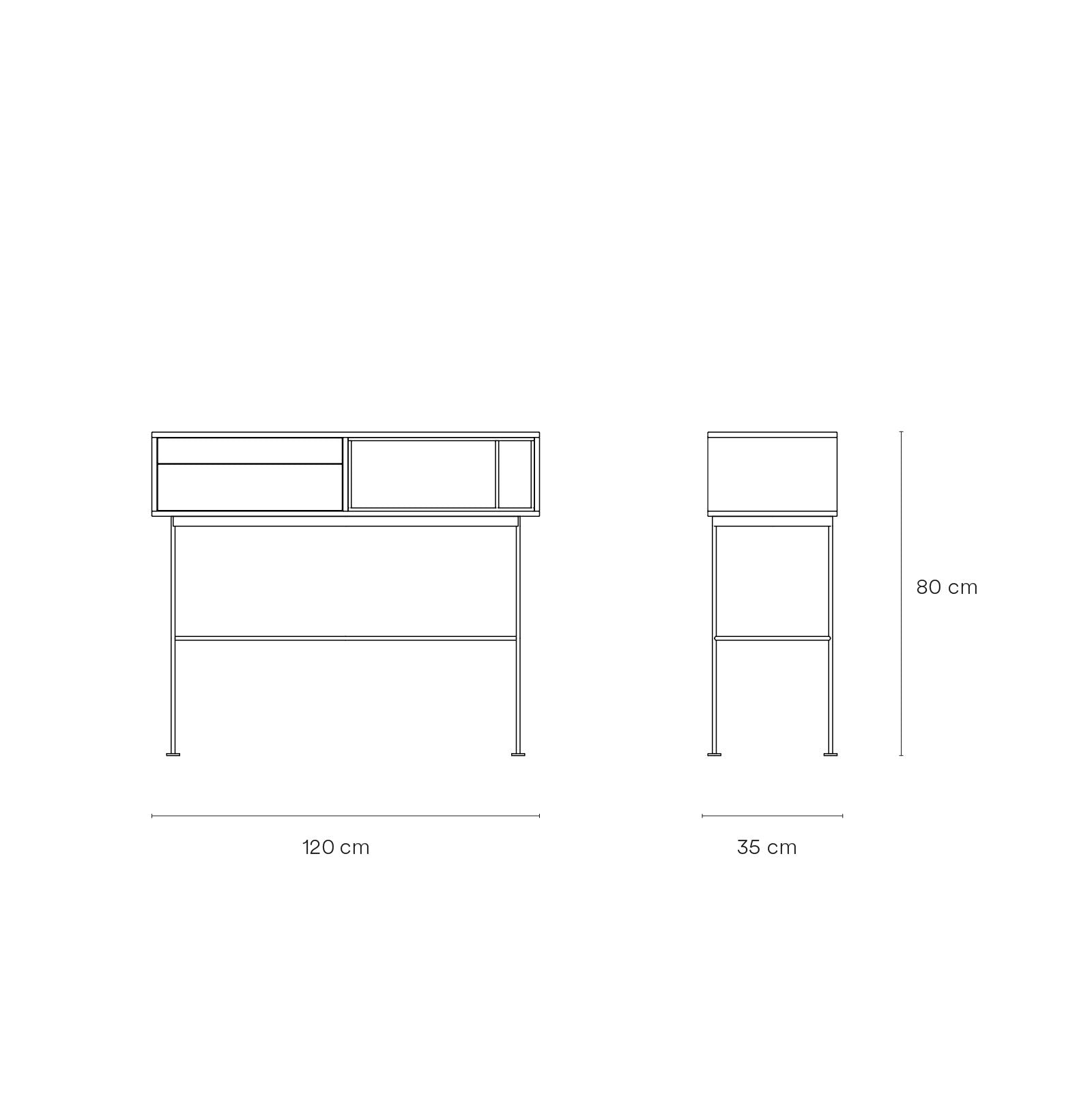 Console 2 tiroirs 120x80 cm Yoko par Teulat chêne et terre cuite 