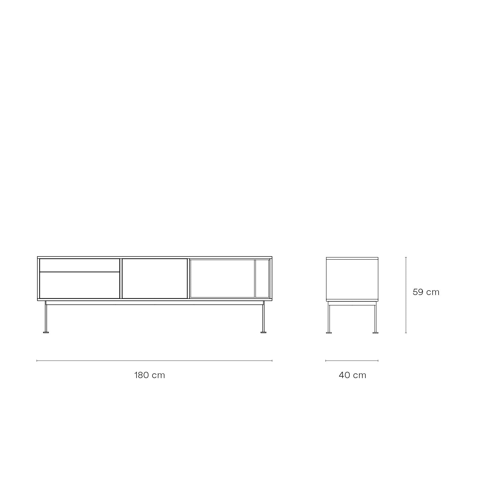 Meuble TV 180x59 cm Yoko par Teulat en chêne couleur crème 