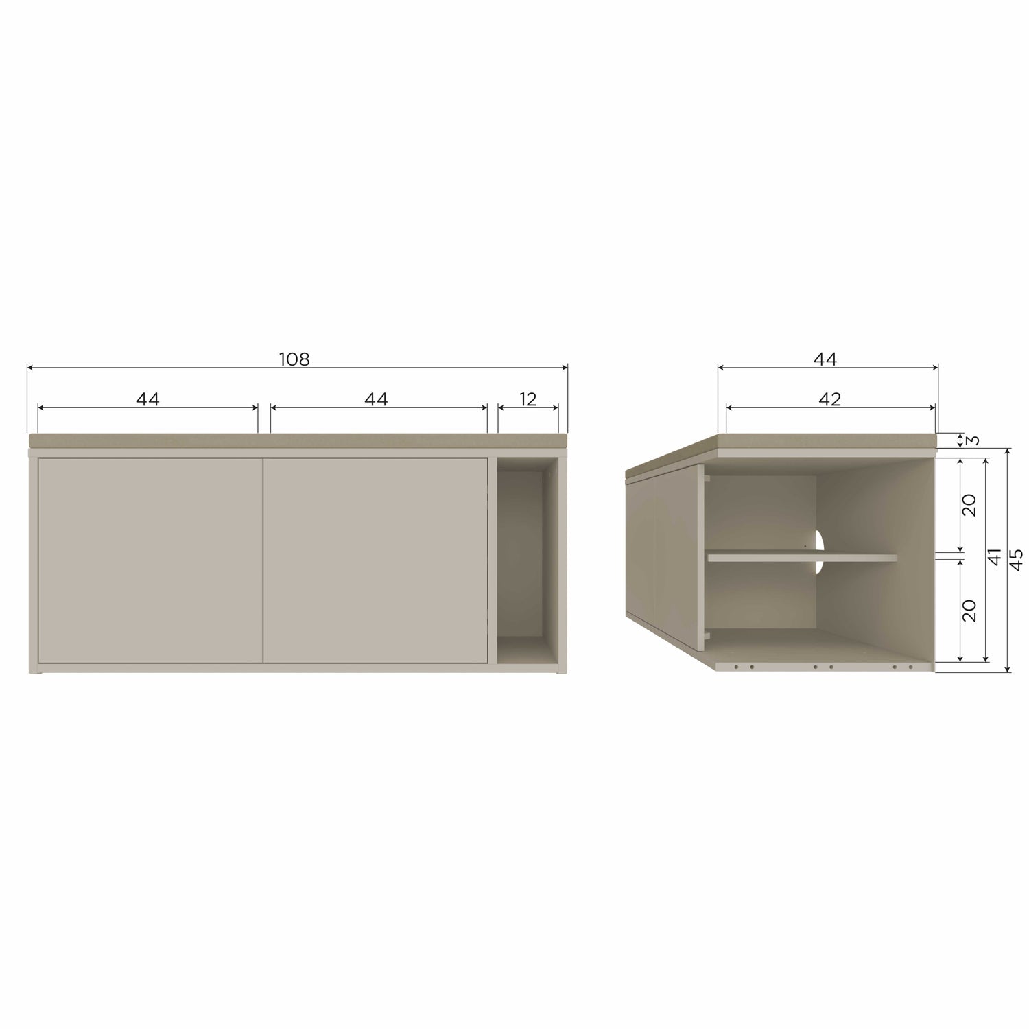 Panca/mobile TV 2 ante in legno di pino Settle Down 108x44 cm