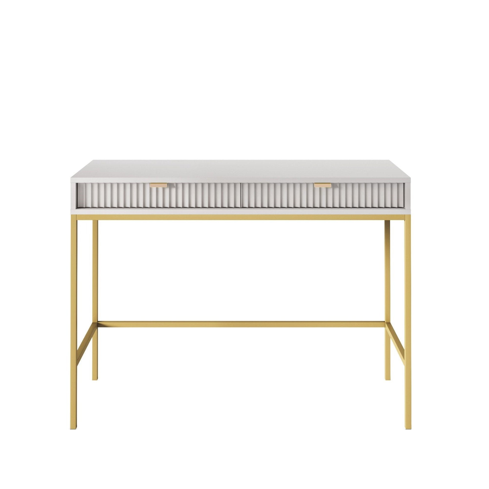 Console avec pieds en métal 2 tiroirs en bois laminé Miseno 104x78 cm