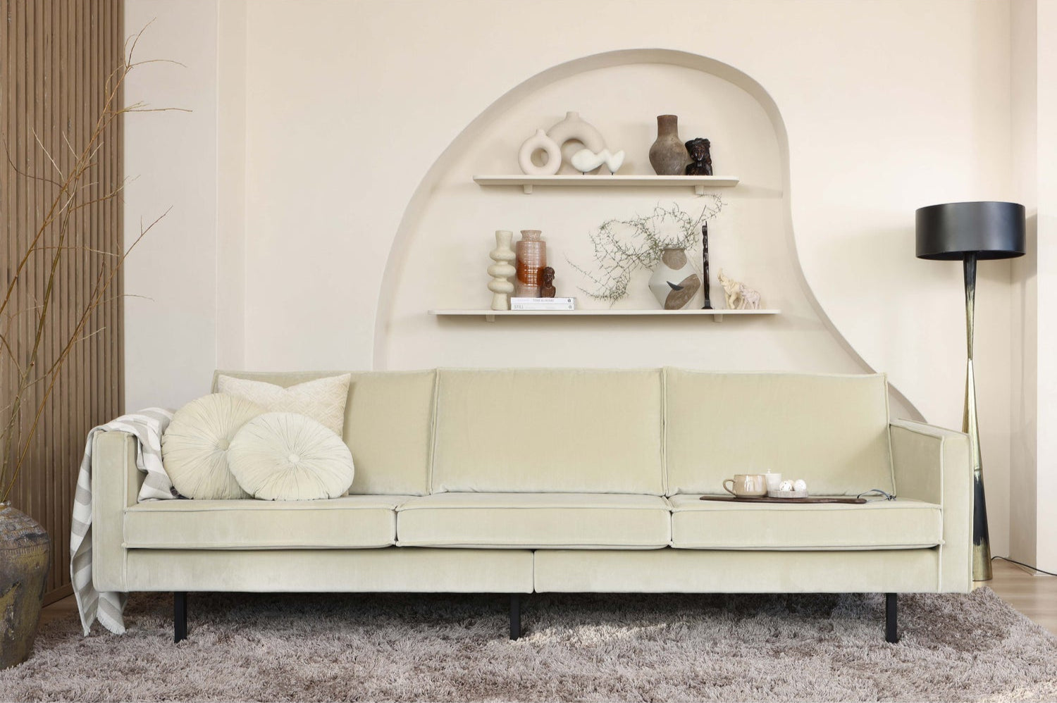 Lampada da terra in metallo nero/ottone Blackout Too 151x45 cm