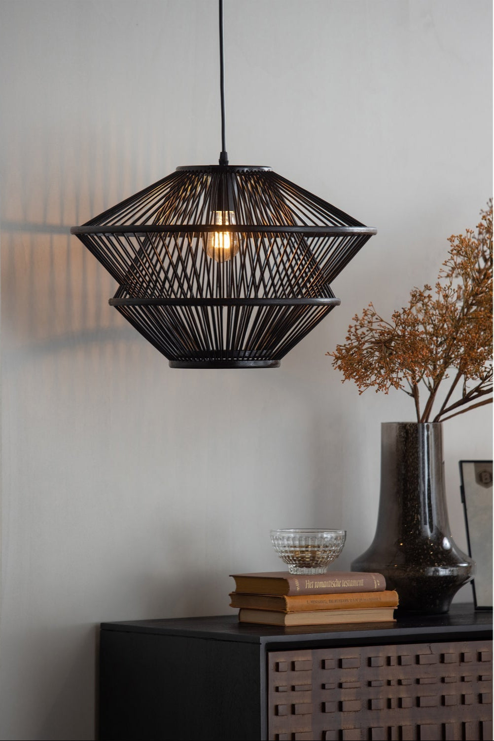 Lampe à suspension en bambou Bamboo 31x46 cm