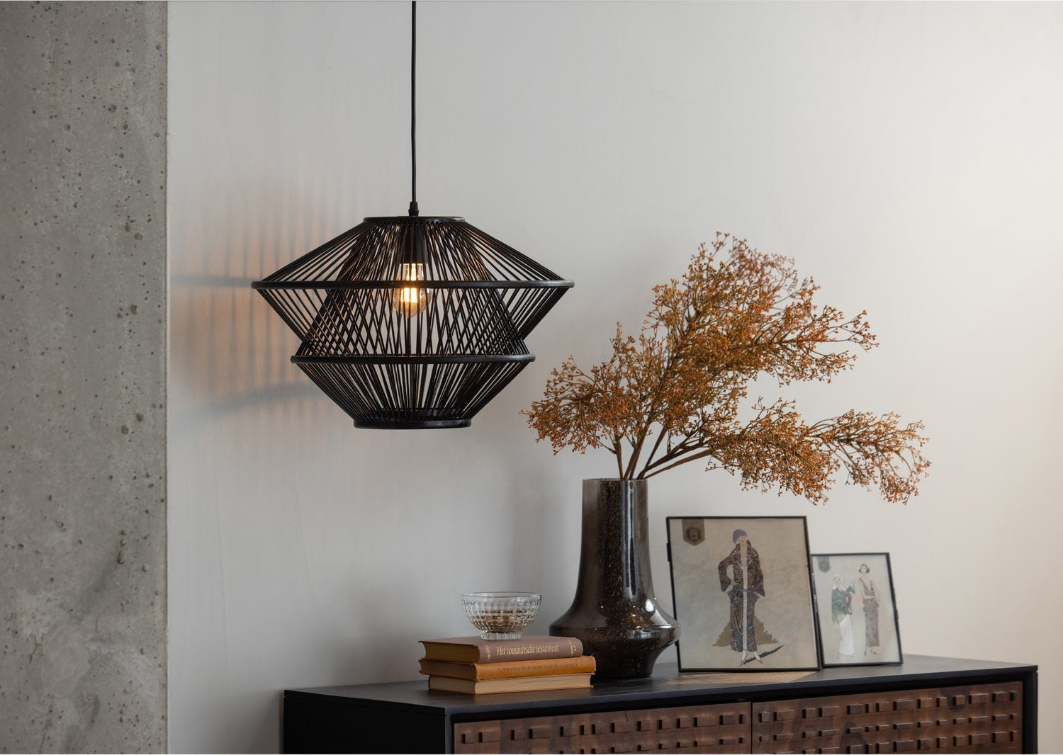 Lampe à suspension en bambou Bamboo 31x46 cm