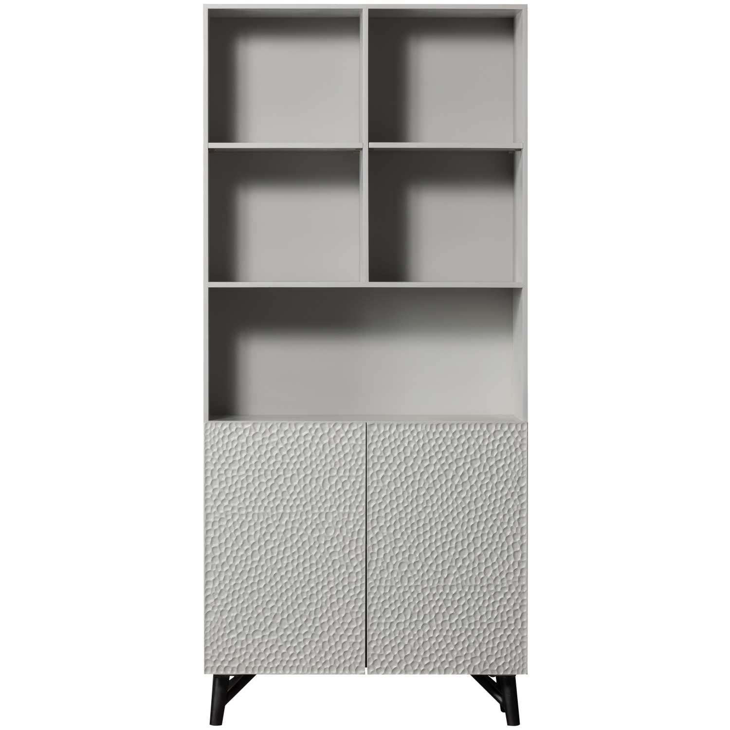 Credenza 2 ante in legno di mango grigio nebbia Carved 200x90 cm