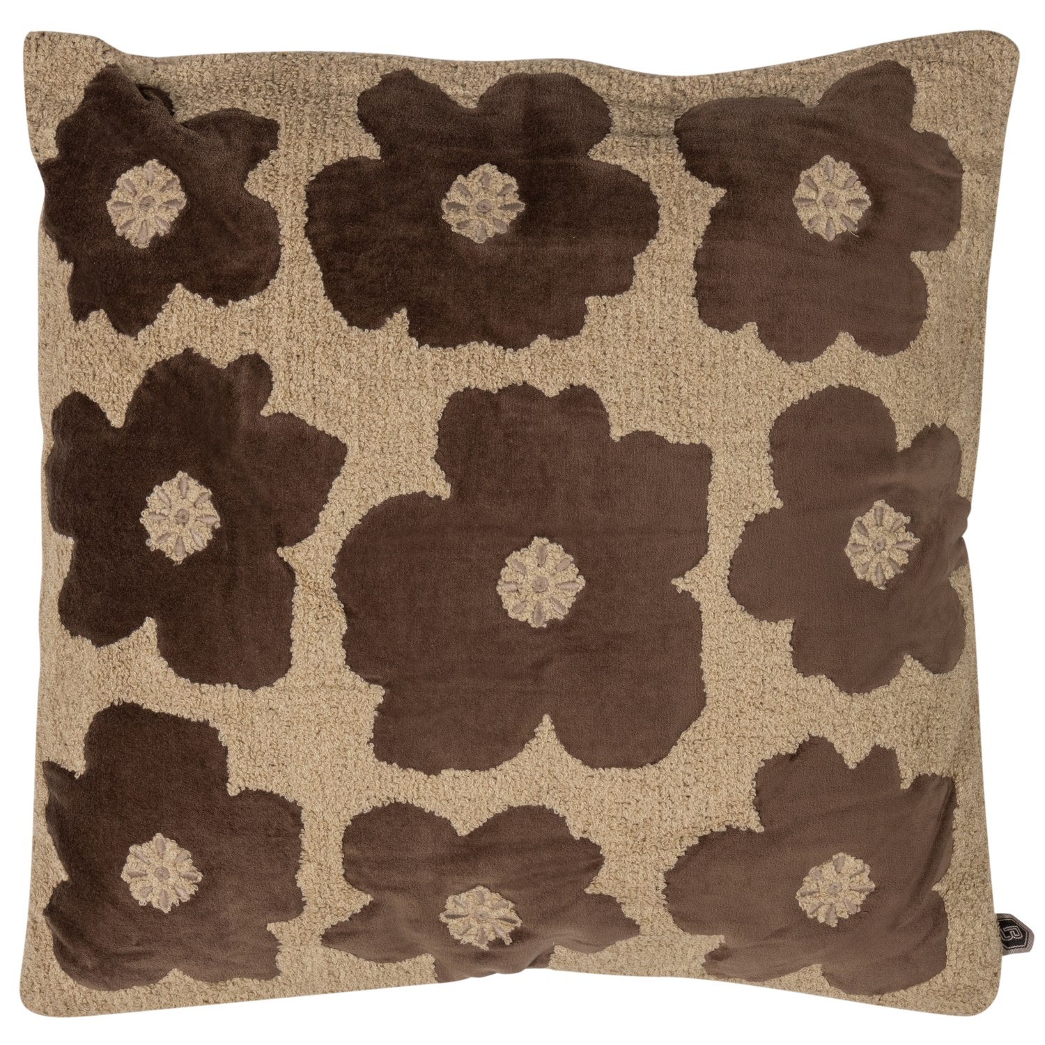 Cuscino decorativo con fiori sabbia/marrone Splendor 50x50 cm