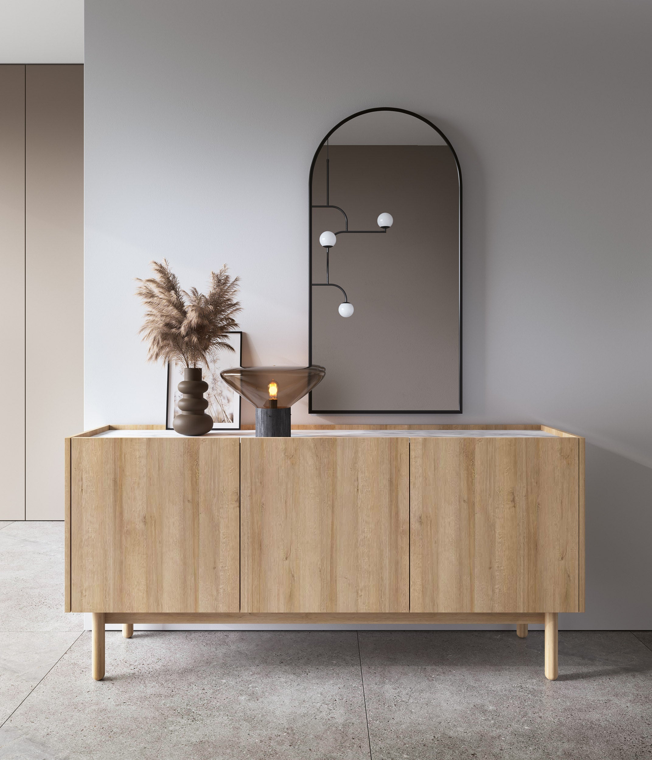Buffet 3 portes en bois laminé Arnesia 144x68 cm