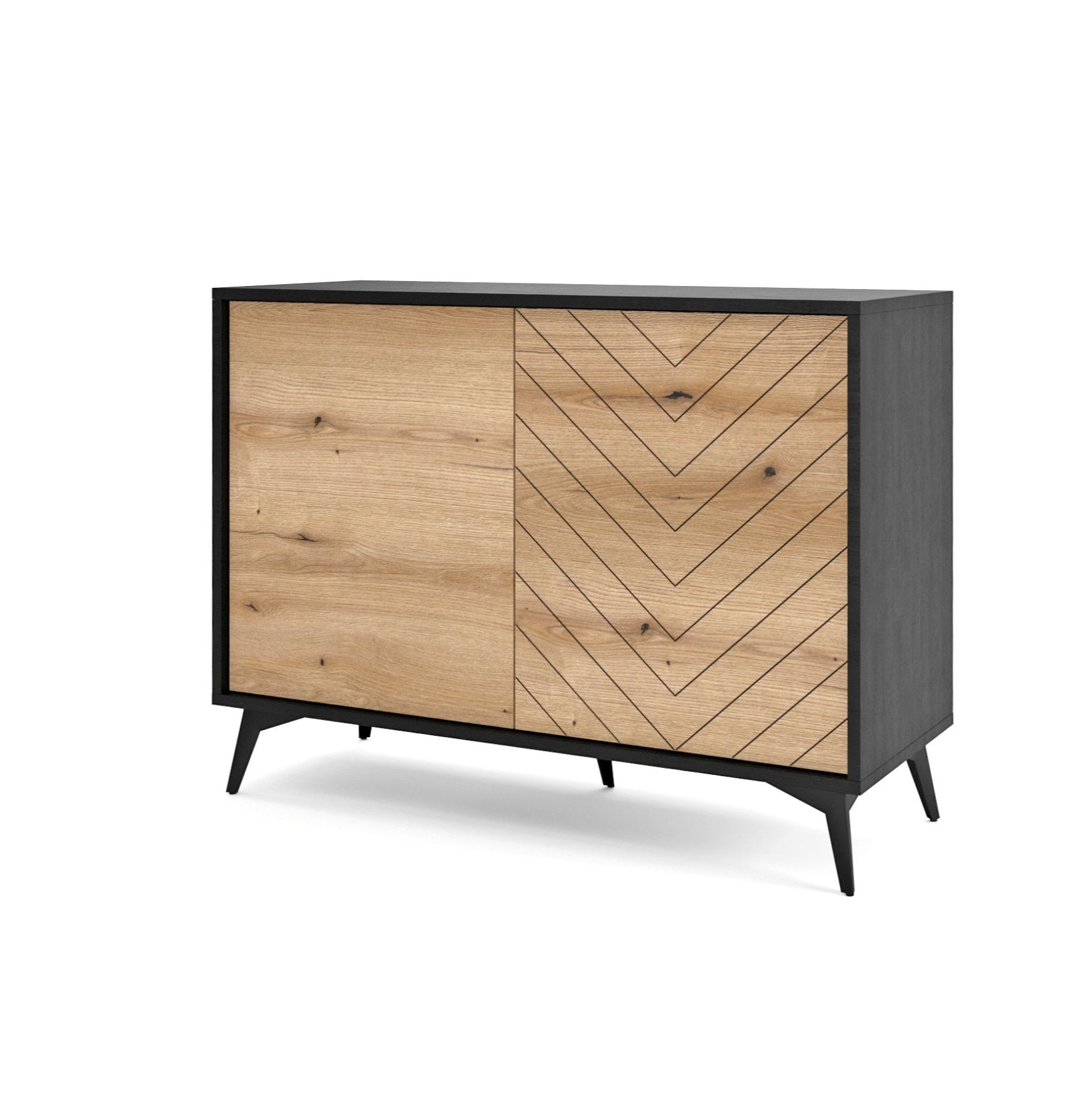 Buffet 2 portes en bois laminé avec pieds en métal Evoke 104x77 cm