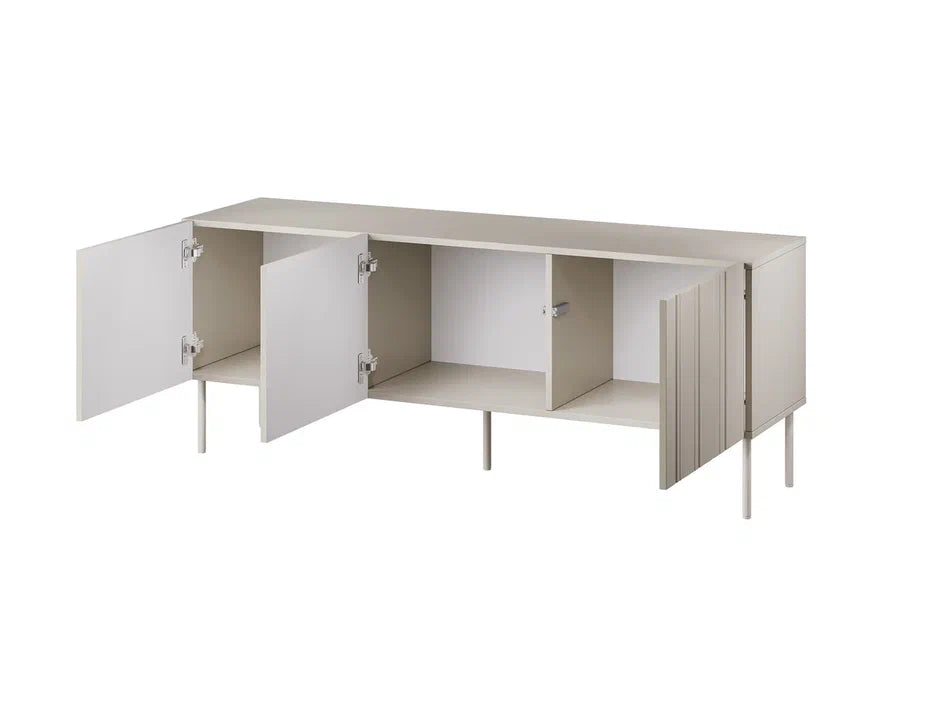 Meuble TV 3 portes avec pied en métal Lune 150x60 cm
